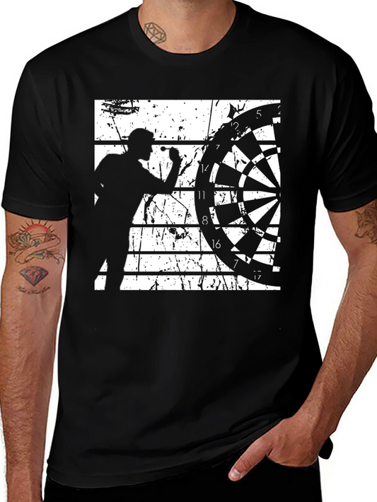 Darts Player Graphic Tee - Black Cotton Blend