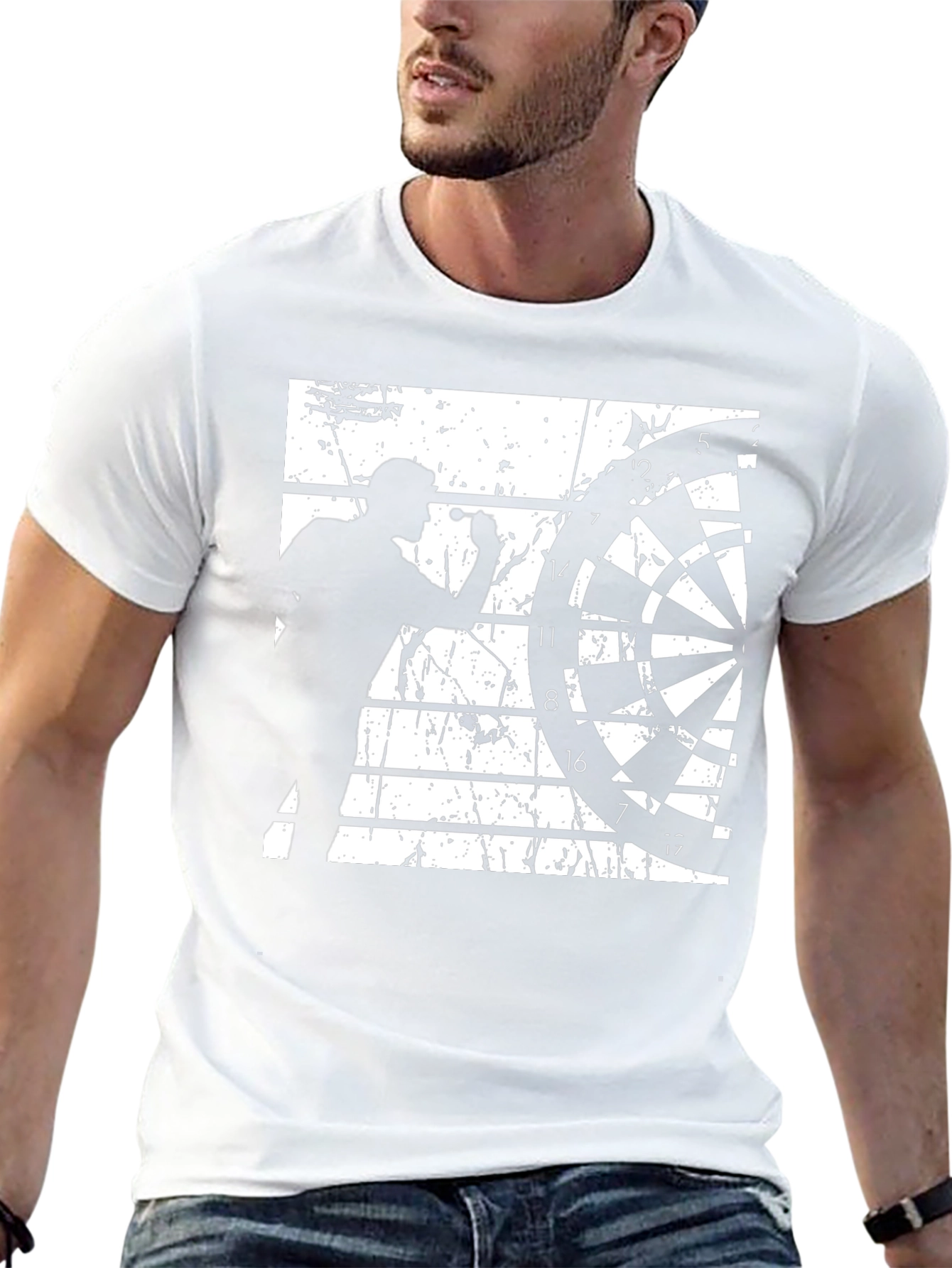 Darts Player Graphic Tee - Black Cotton Blend