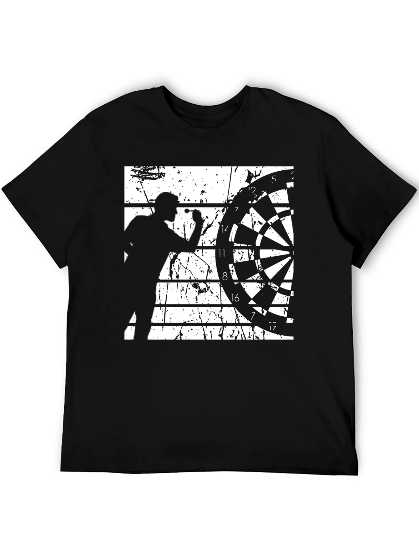 Darts Player Graphic Tee - Black Cotton Blend
