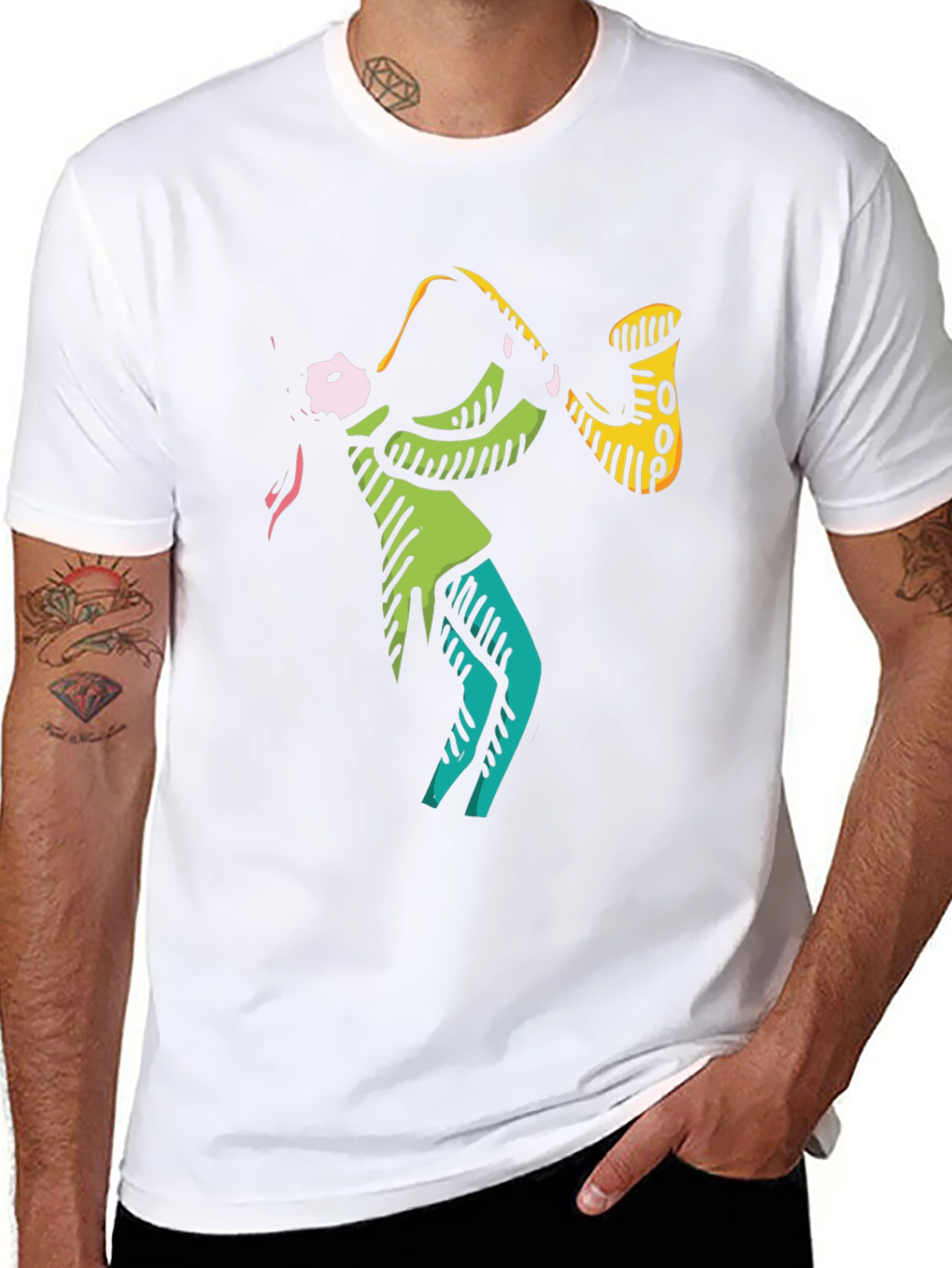 Cool Jazz Saxophone Graphic Black T-Shirt