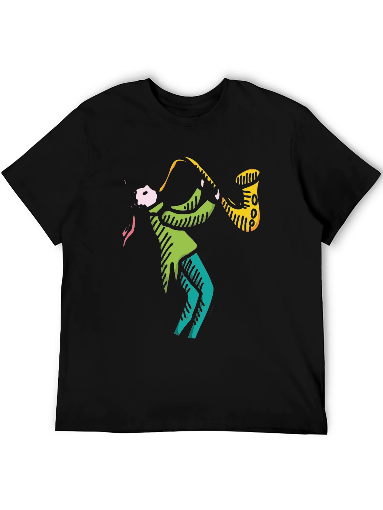 Cool Jazz Saxophone Graphic Black T-Shirt