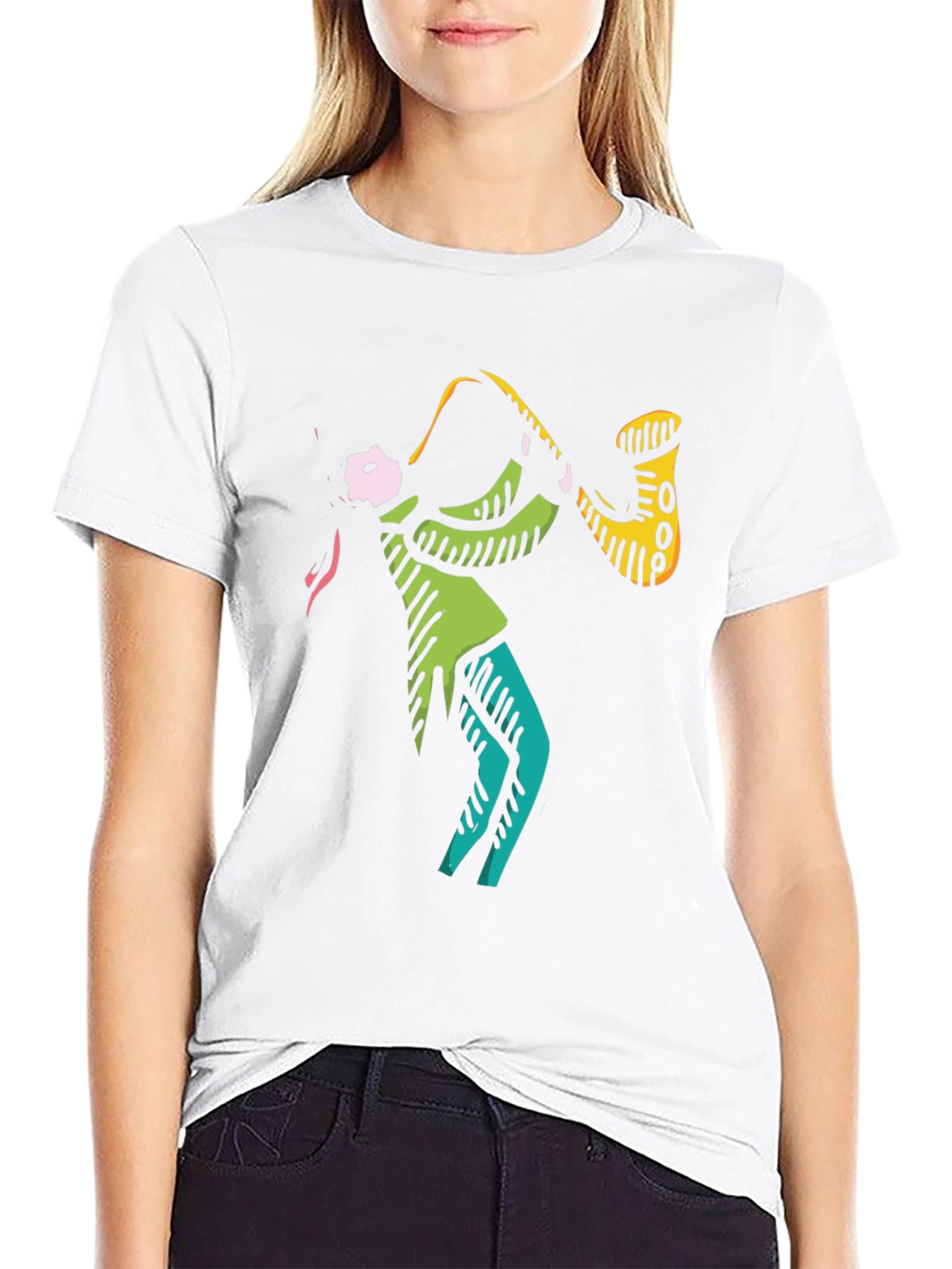 Cool Jazz Saxophone Graphic Black T-Shirt