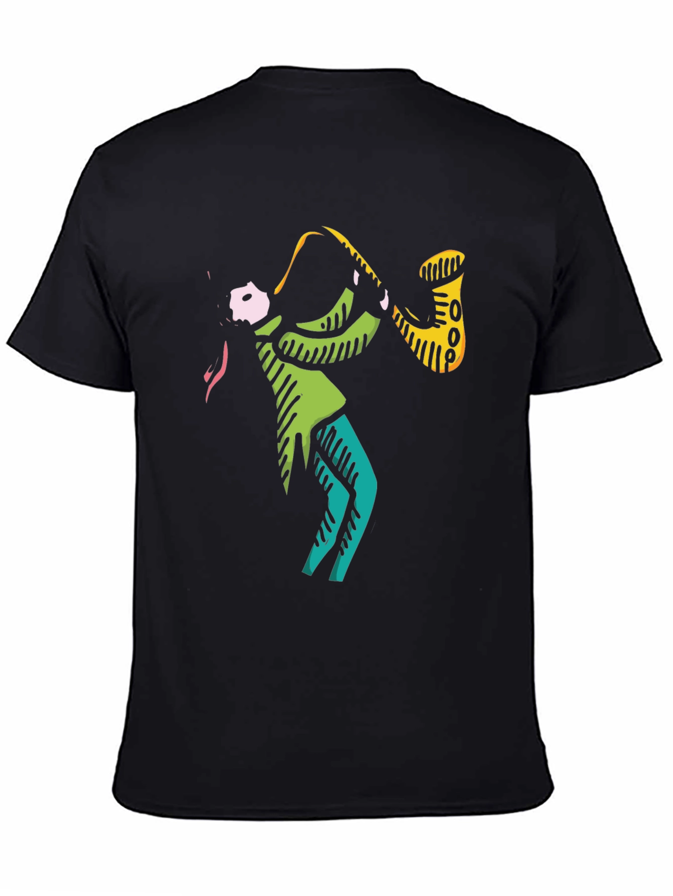 Cool Jazz Saxophone Graphic Black T-Shirt