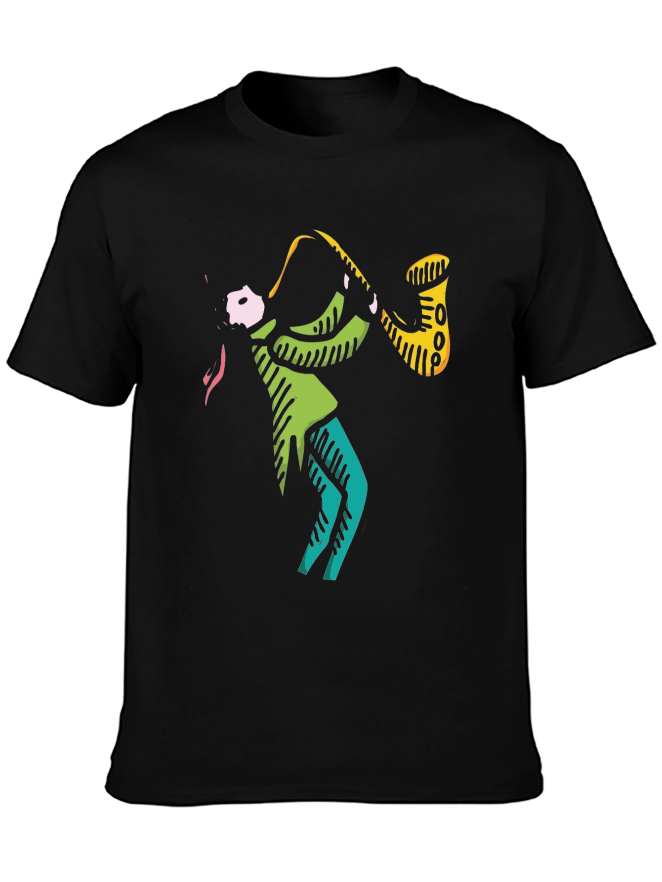 Cool Jazz Saxophone Graphic Black T-Shirt