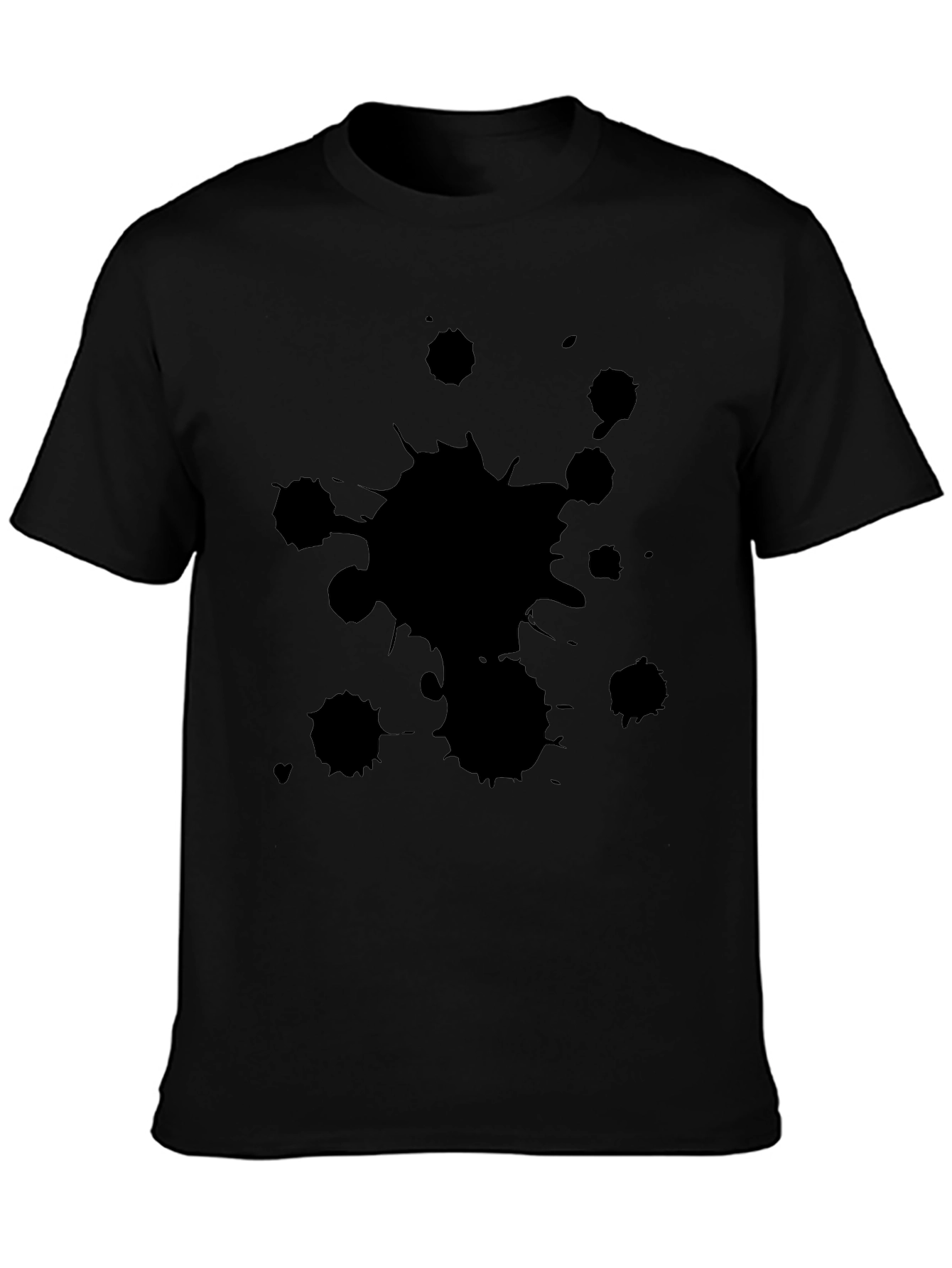 Mens Black T-Shirt with Ink Splatter Design