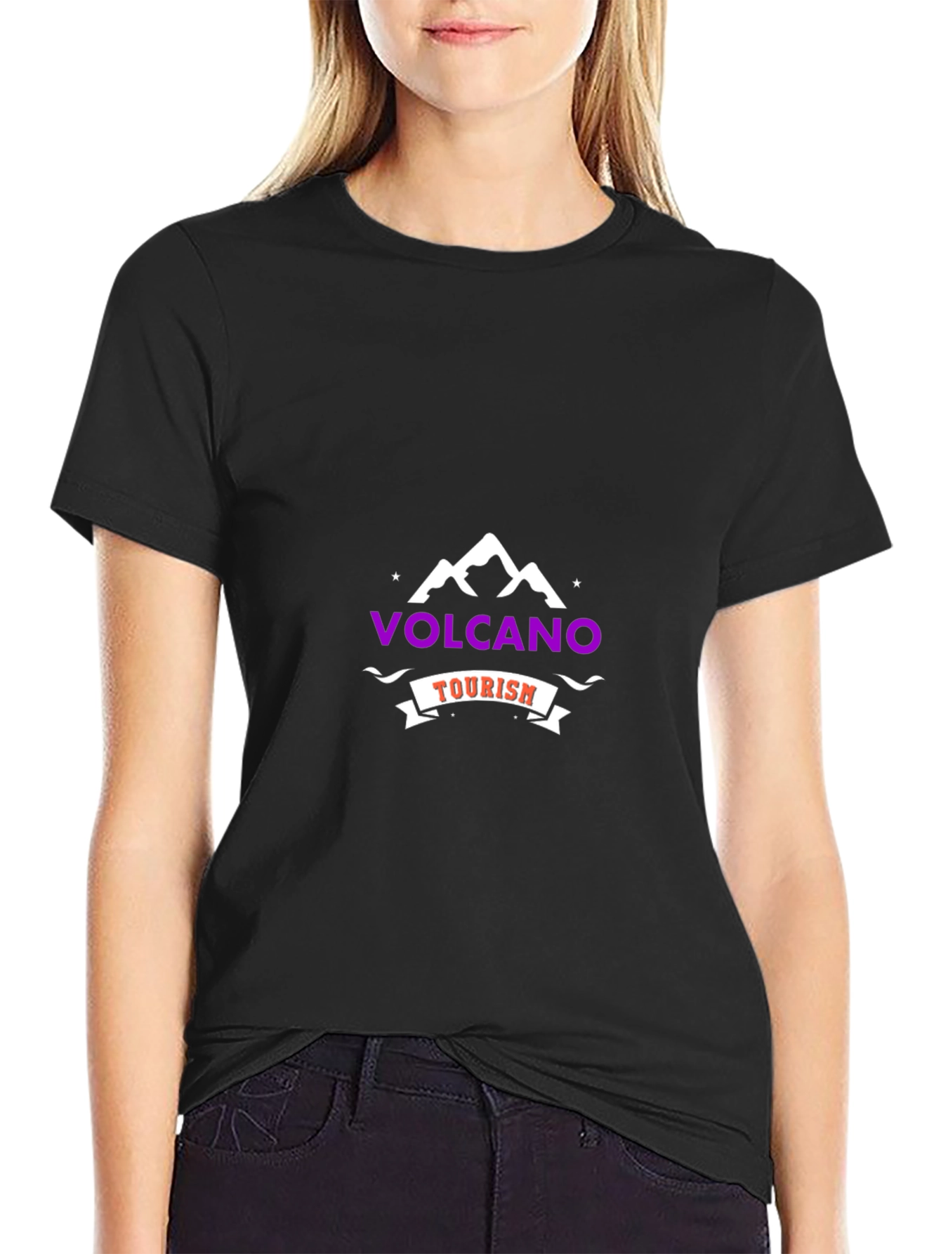 Volcano Tourism Graphic T-Shirt - Black