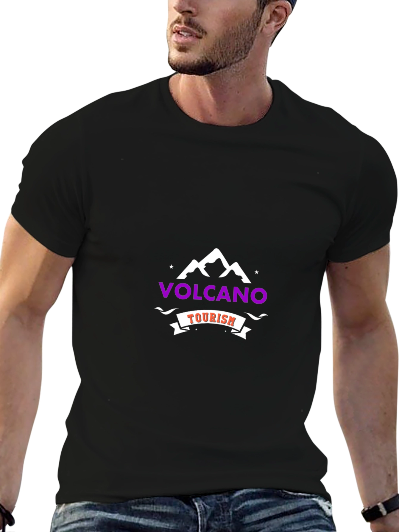 Volcano Tourism Graphic T-Shirt - Black