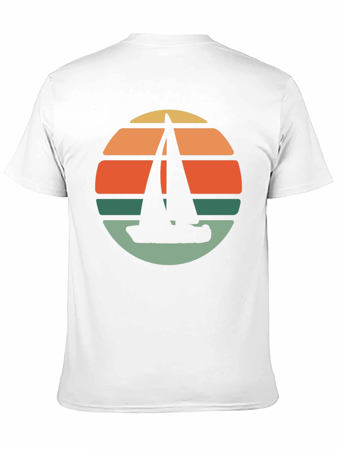 Retro Sunset Sailboat T-Shirt - Black