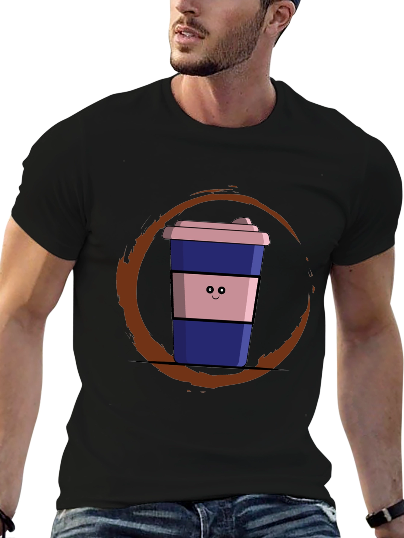Coffee Cup Graphic Tee - Black