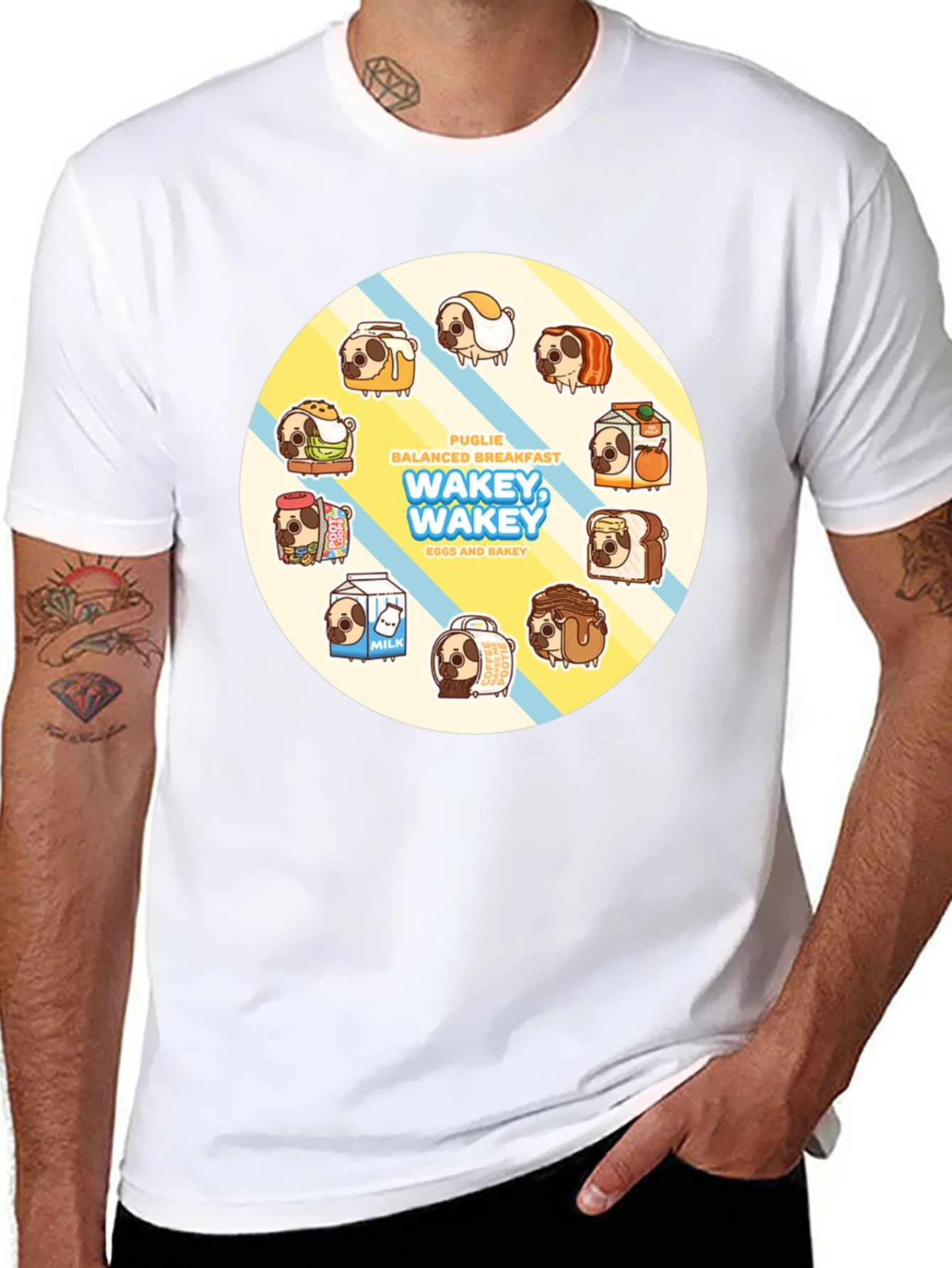 Wakey Wakey Puglie Breakfast T-Shirt
