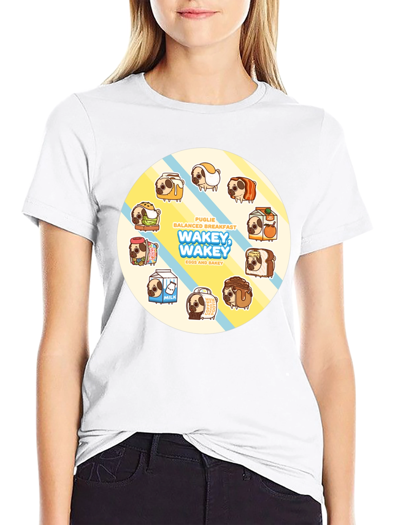 Wakey Wakey Puglie Breakfast T-Shirt
