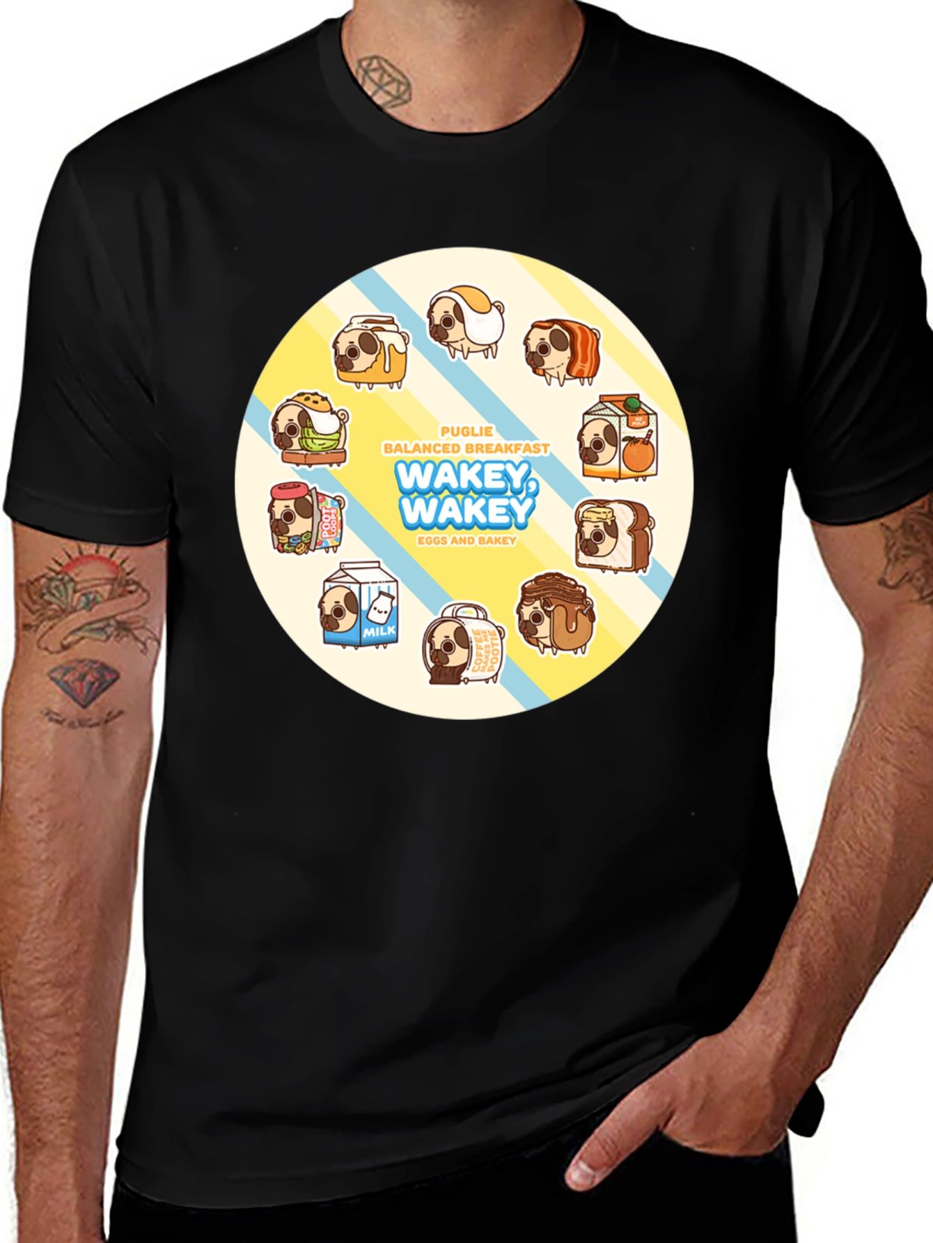 Wakey Wakey Puglie Breakfast T-Shirt