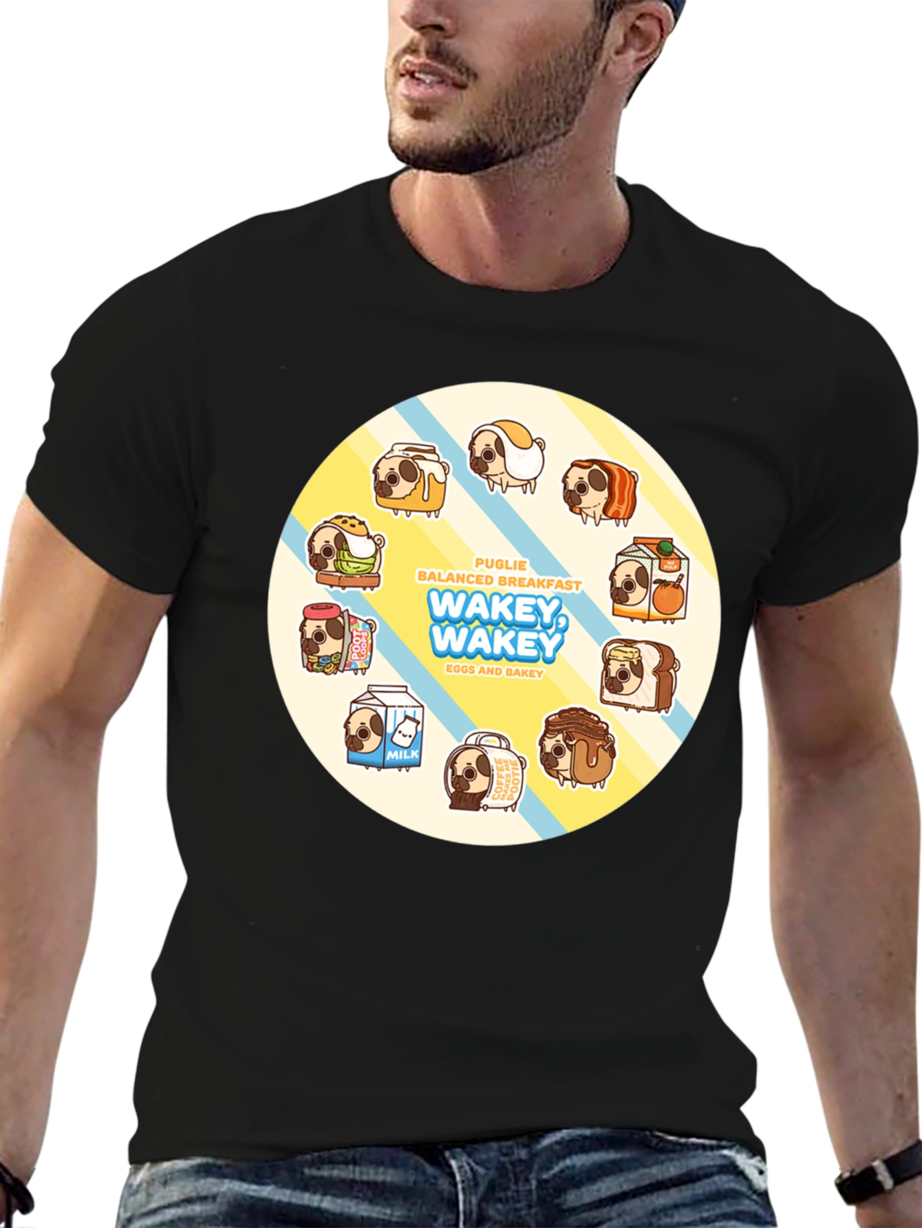 Wakey Wakey Puglie Breakfast T-Shirt