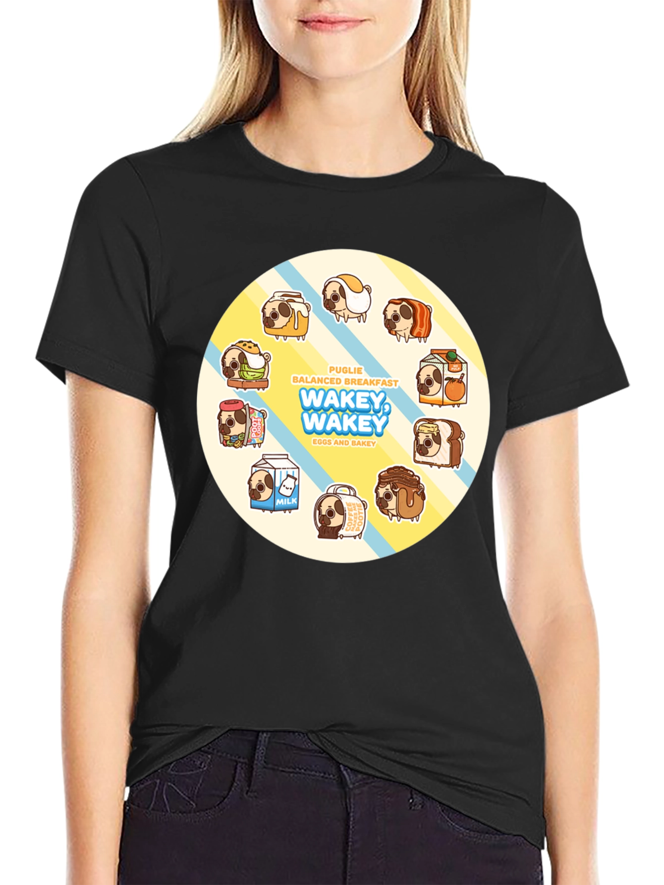 Wakey Wakey Puglie Breakfast T-Shirt