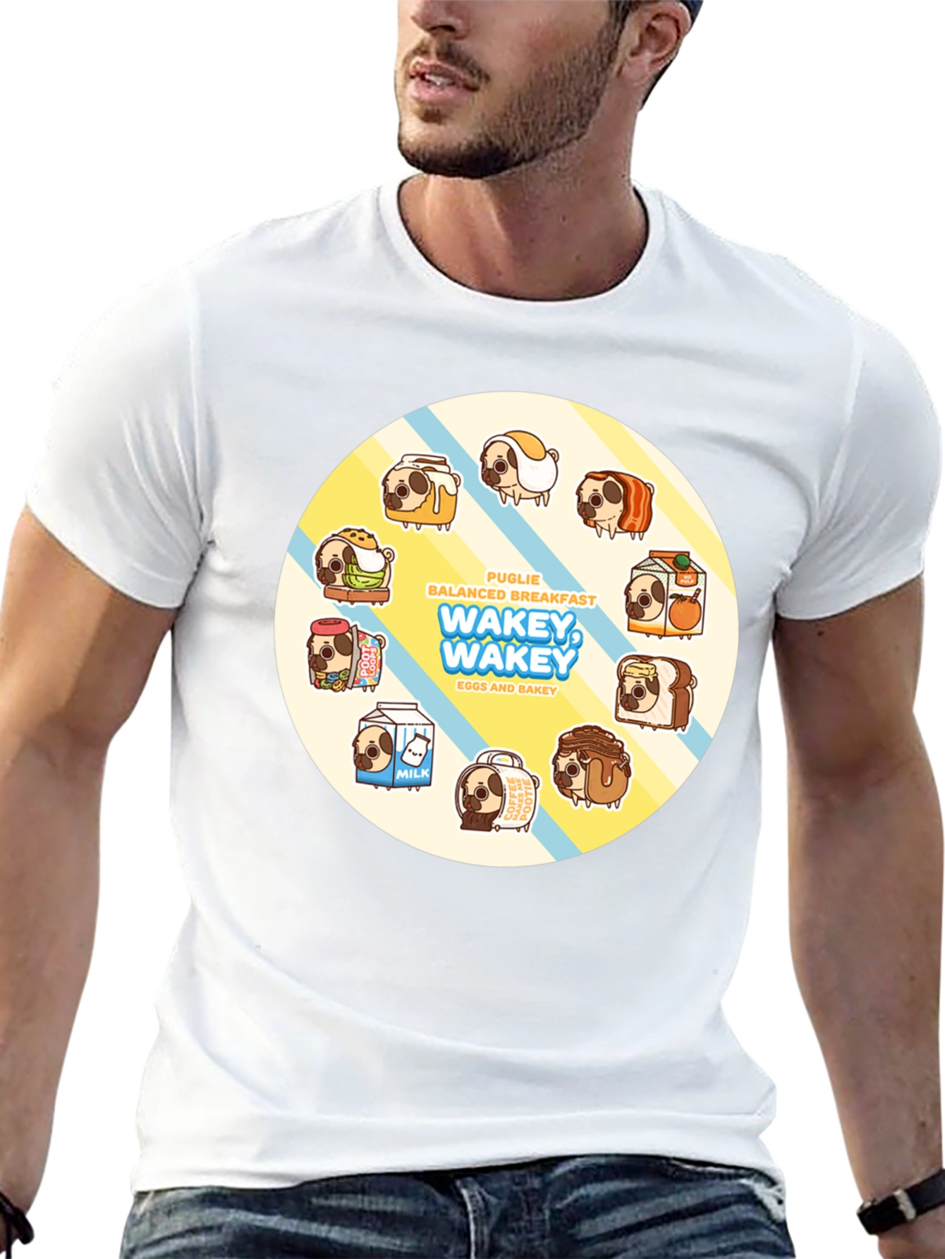 Wakey Wakey Puglie Breakfast T-Shirt