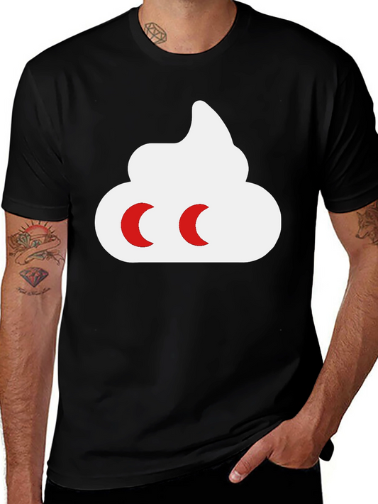 Emoji Poop T-Shirt - Black Cotton Tee for Casual Wear
