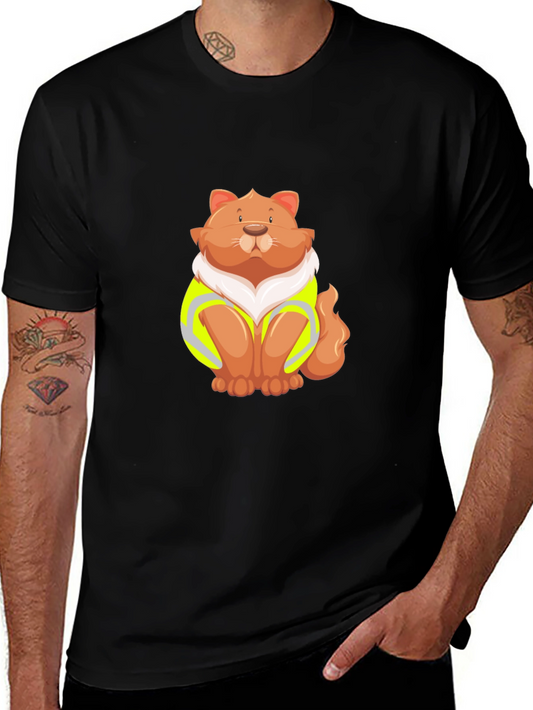 Cat Wearing Safety Vest Graphic Tee