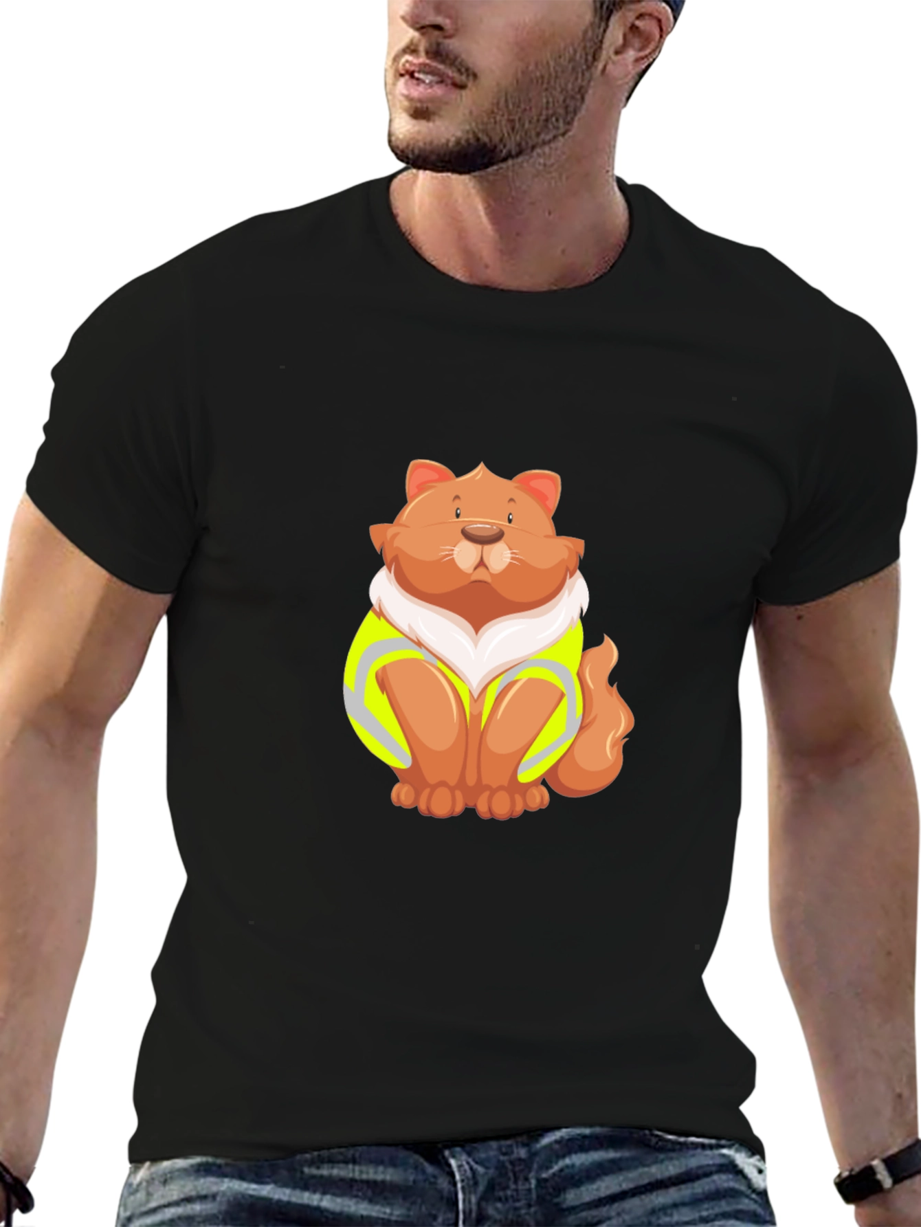 Cat Wearing Safety Vest Graphic Tee