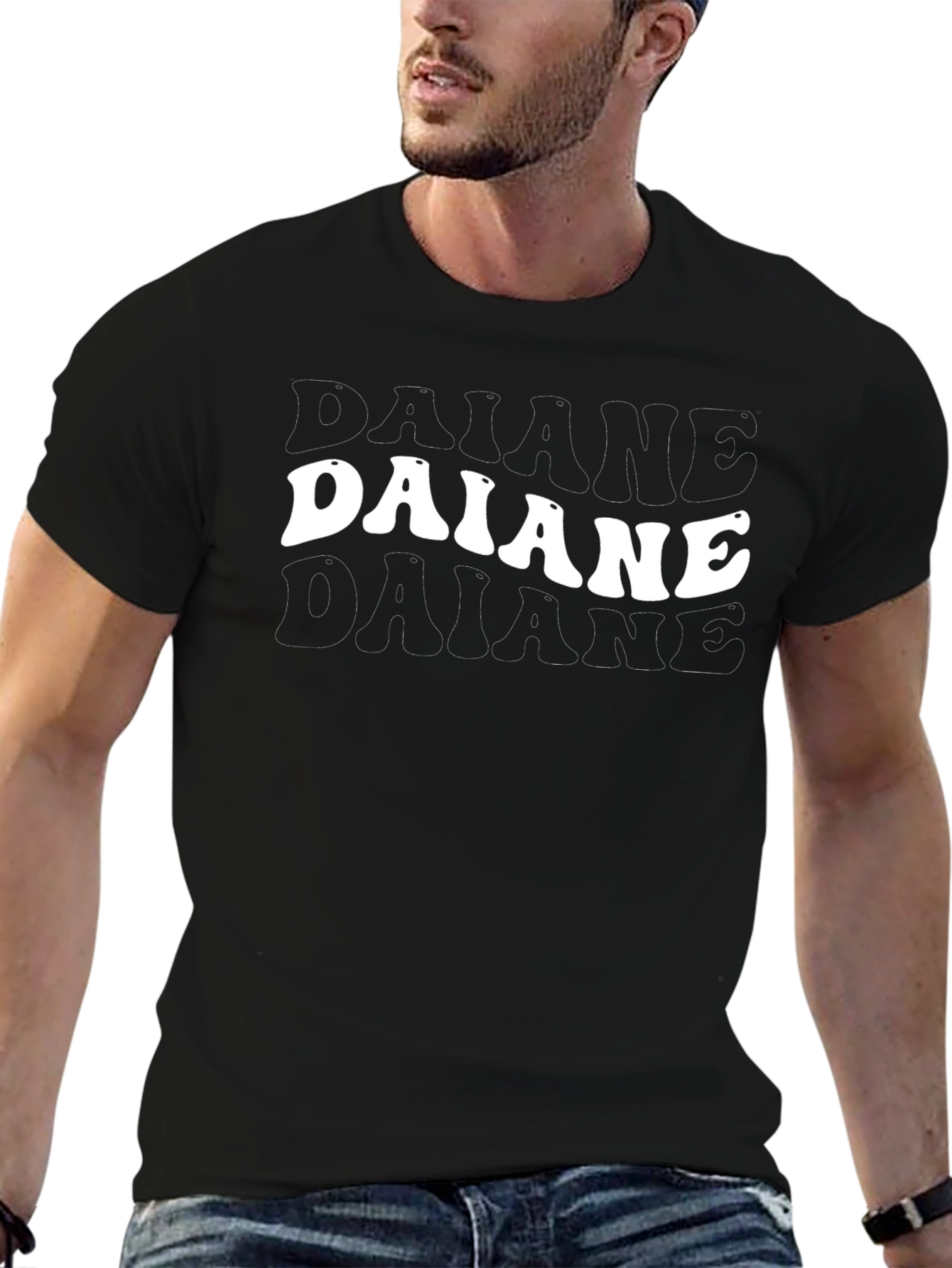 Daiane Trendy Retro Black T-Shirt