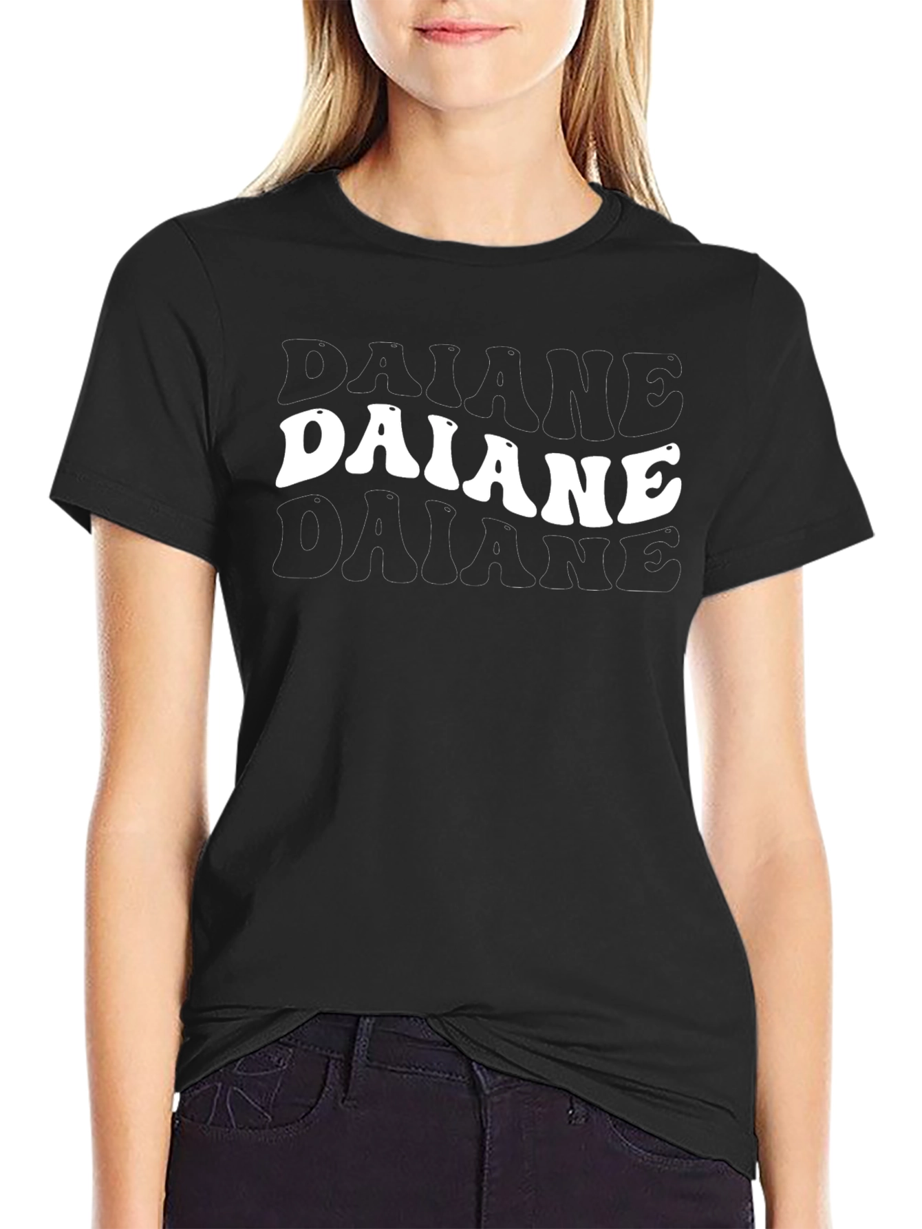 Daiane Trendy Retro Black T-Shirt