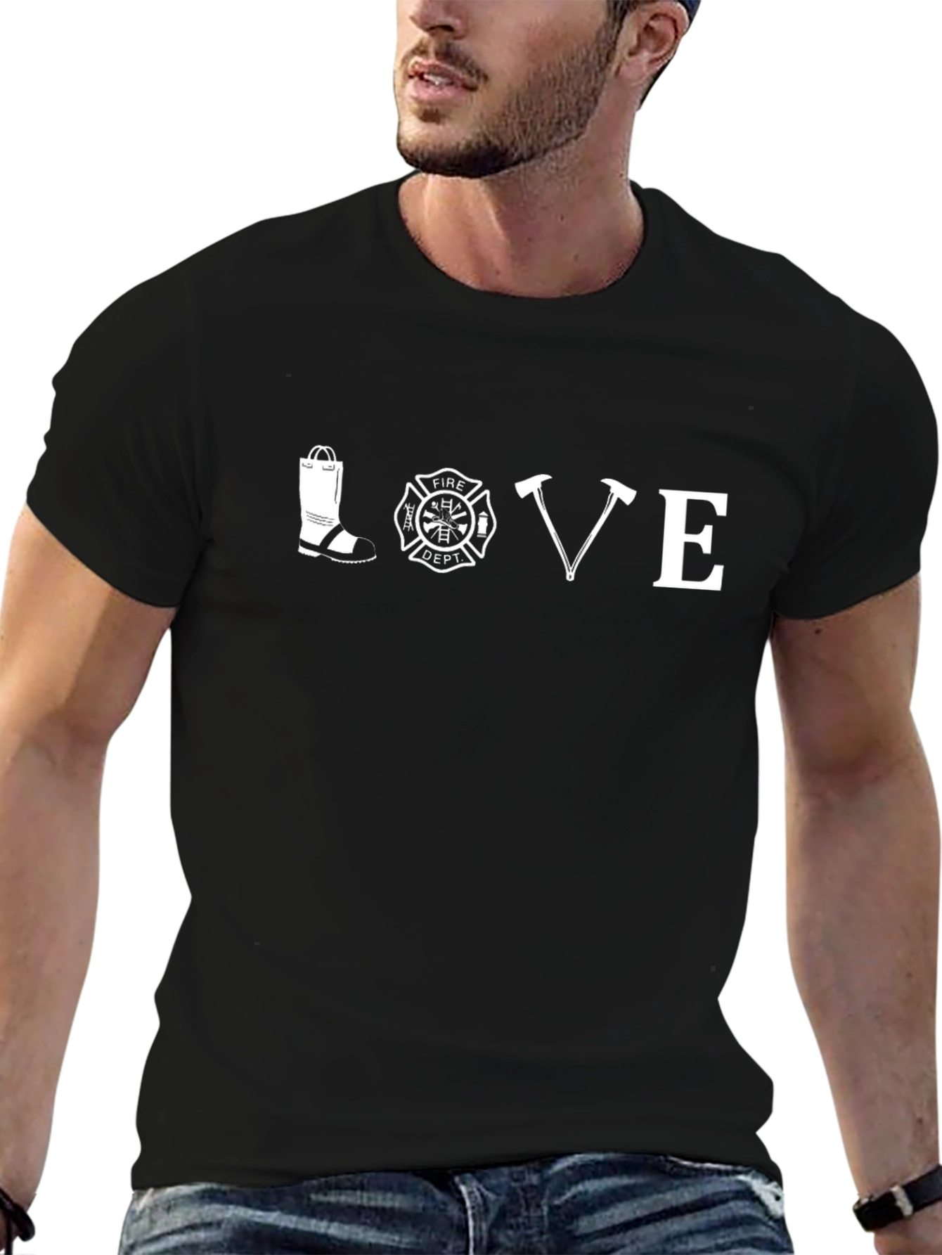Firefighter Love T-Shirt - Black