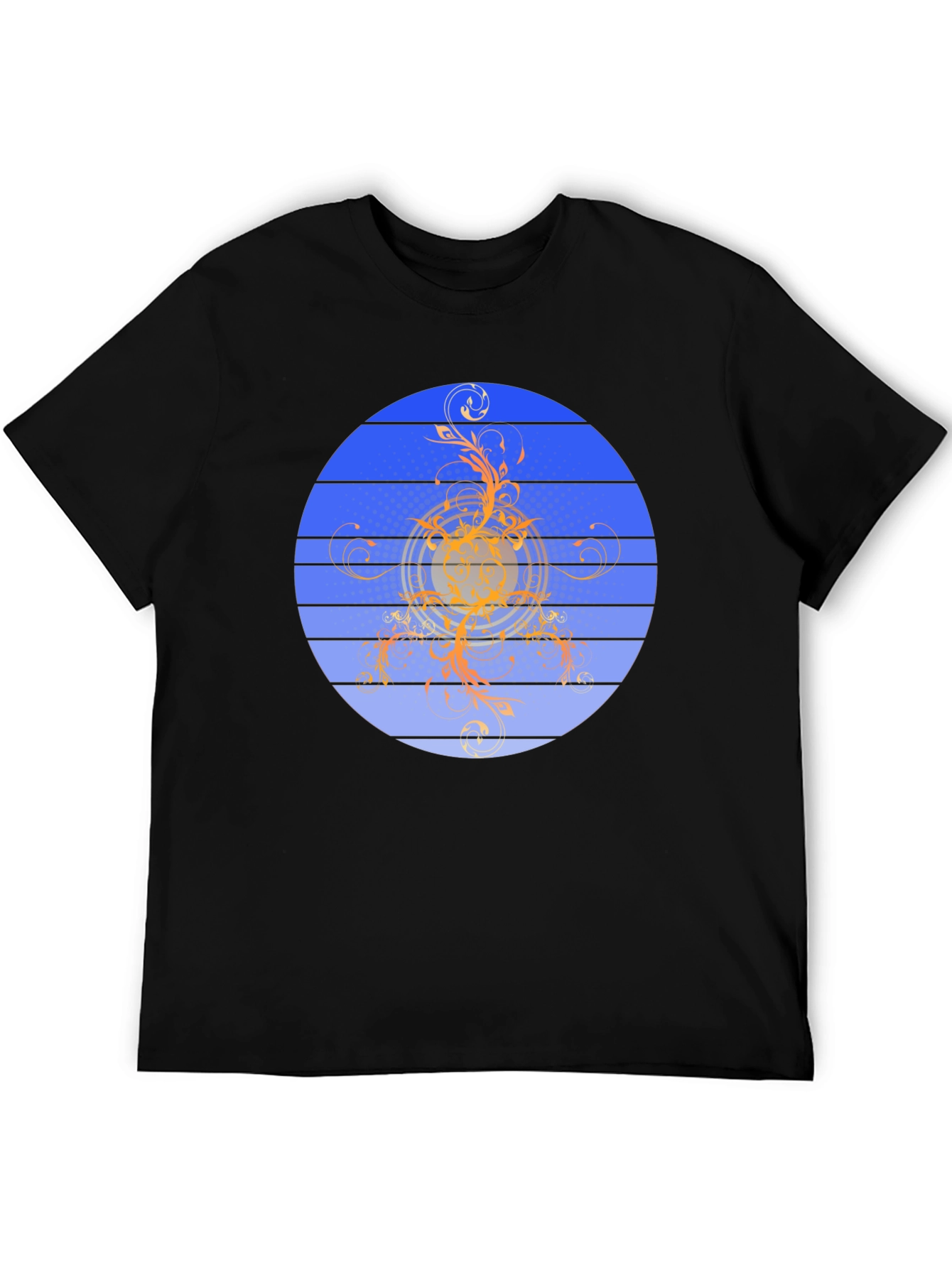 Stylish Black T-Shirt with Abstract Circular Design