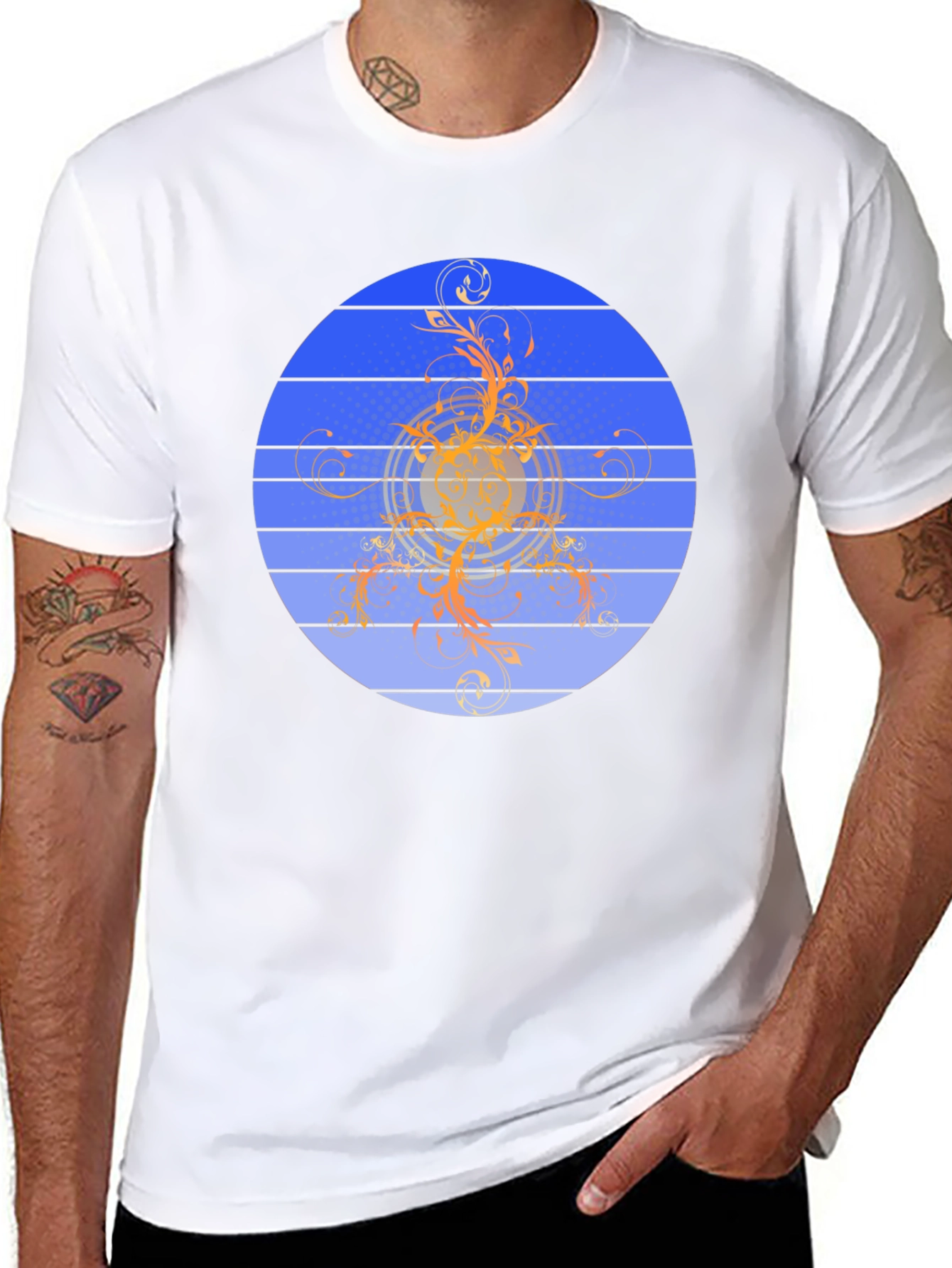 Stylish Black T-Shirt with Abstract Circular Design