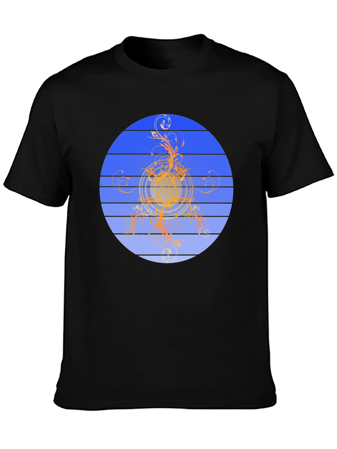 Stylish Black T-Shirt with Abstract Circular Design