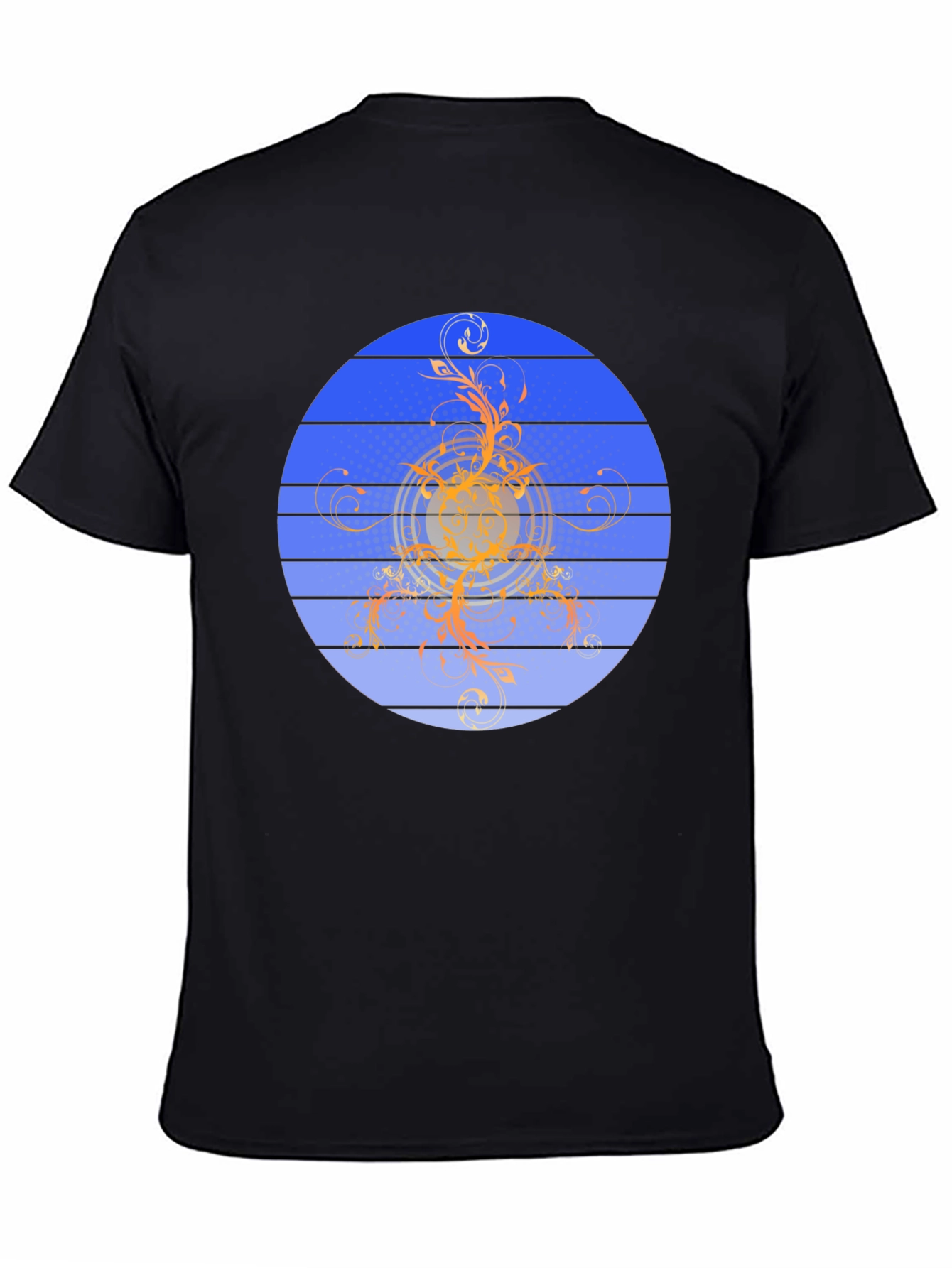 Stylish Black T-Shirt with Abstract Circular Design