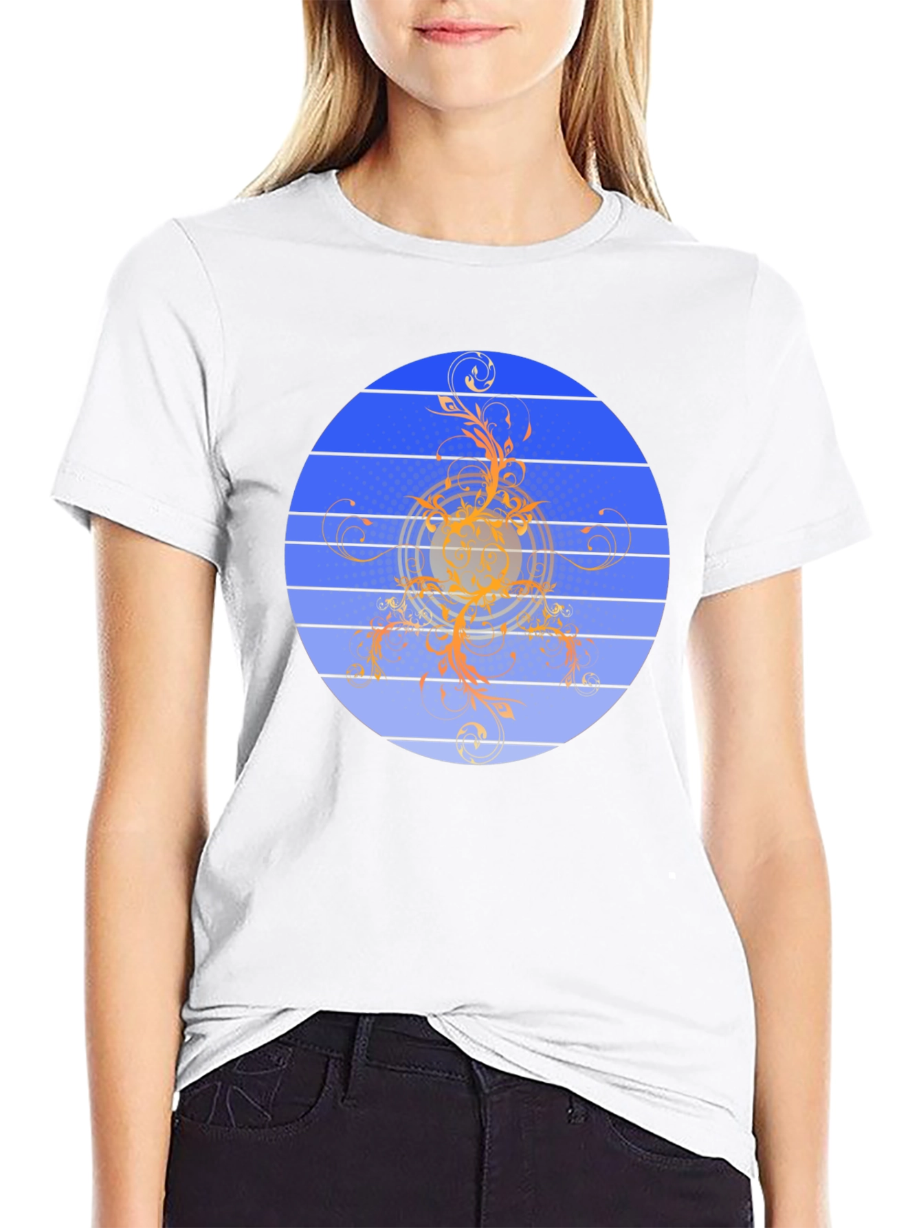 Stylish Black T-Shirt with Abstract Circular Design