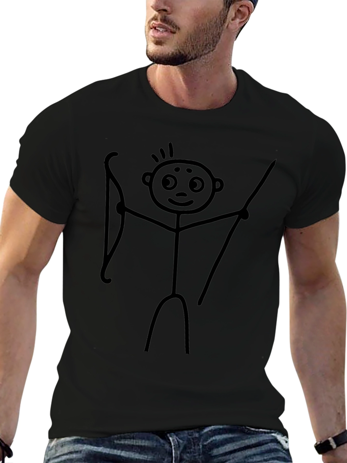 Archer Stick Figure Black T-Shirt