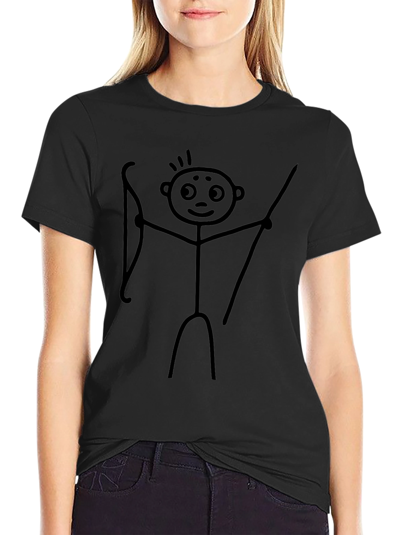 Archer Stick Figure Black T-Shirt