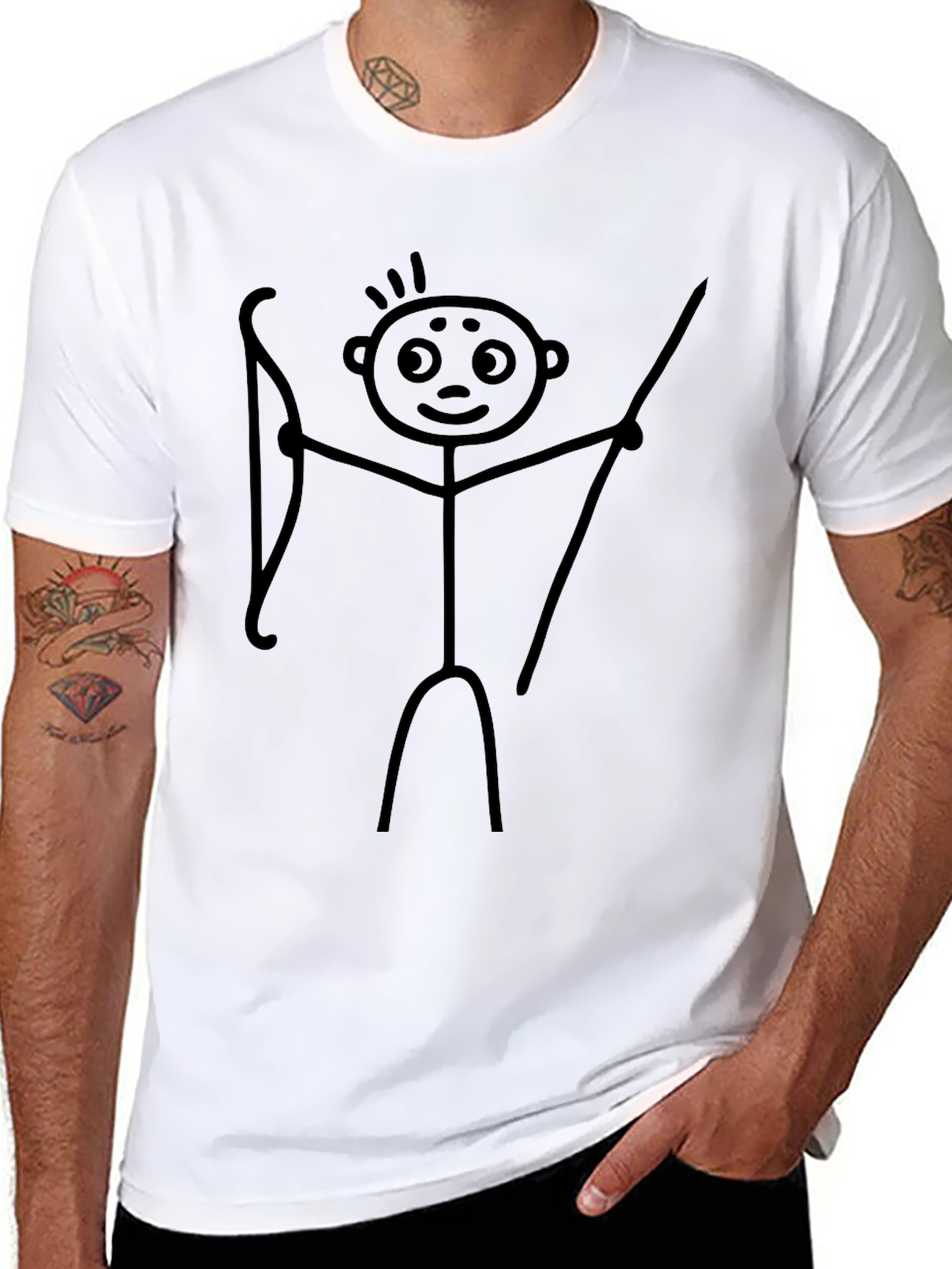 Archer Stick Figure Black T-Shirt