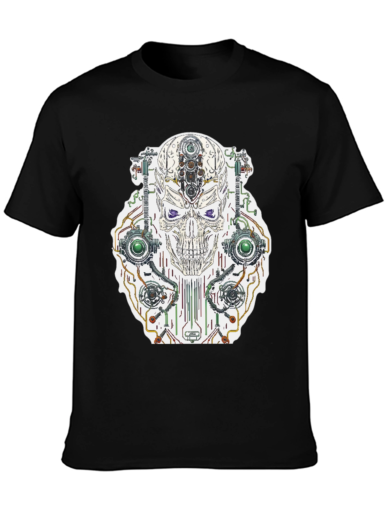 Cyberpunk Skull Graphic Tee - Cool Sci-Fi Shirt