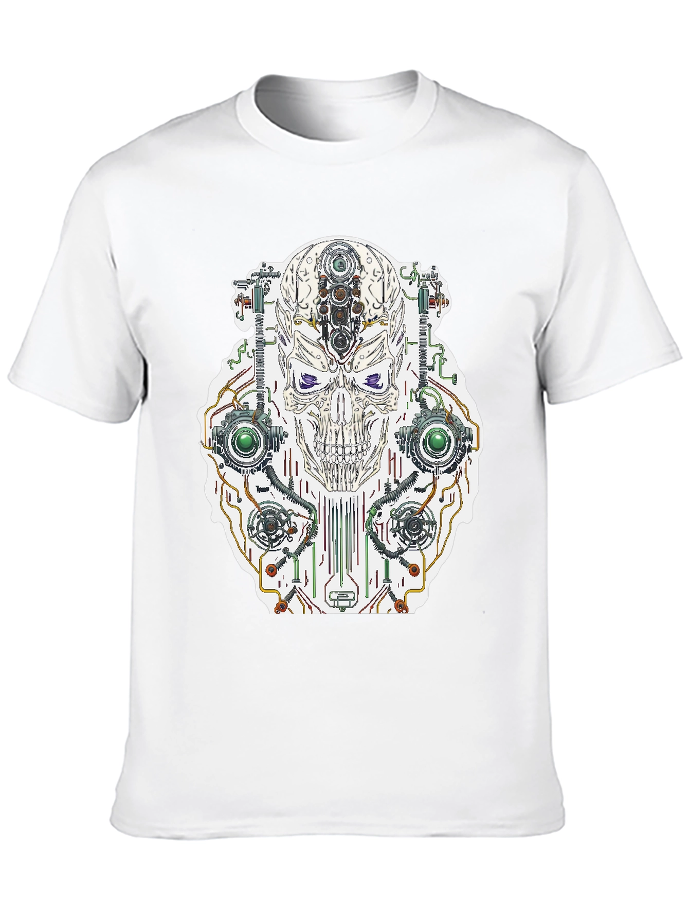 Cyberpunk Skull Graphic Tee - Cool Sci-Fi Shirt