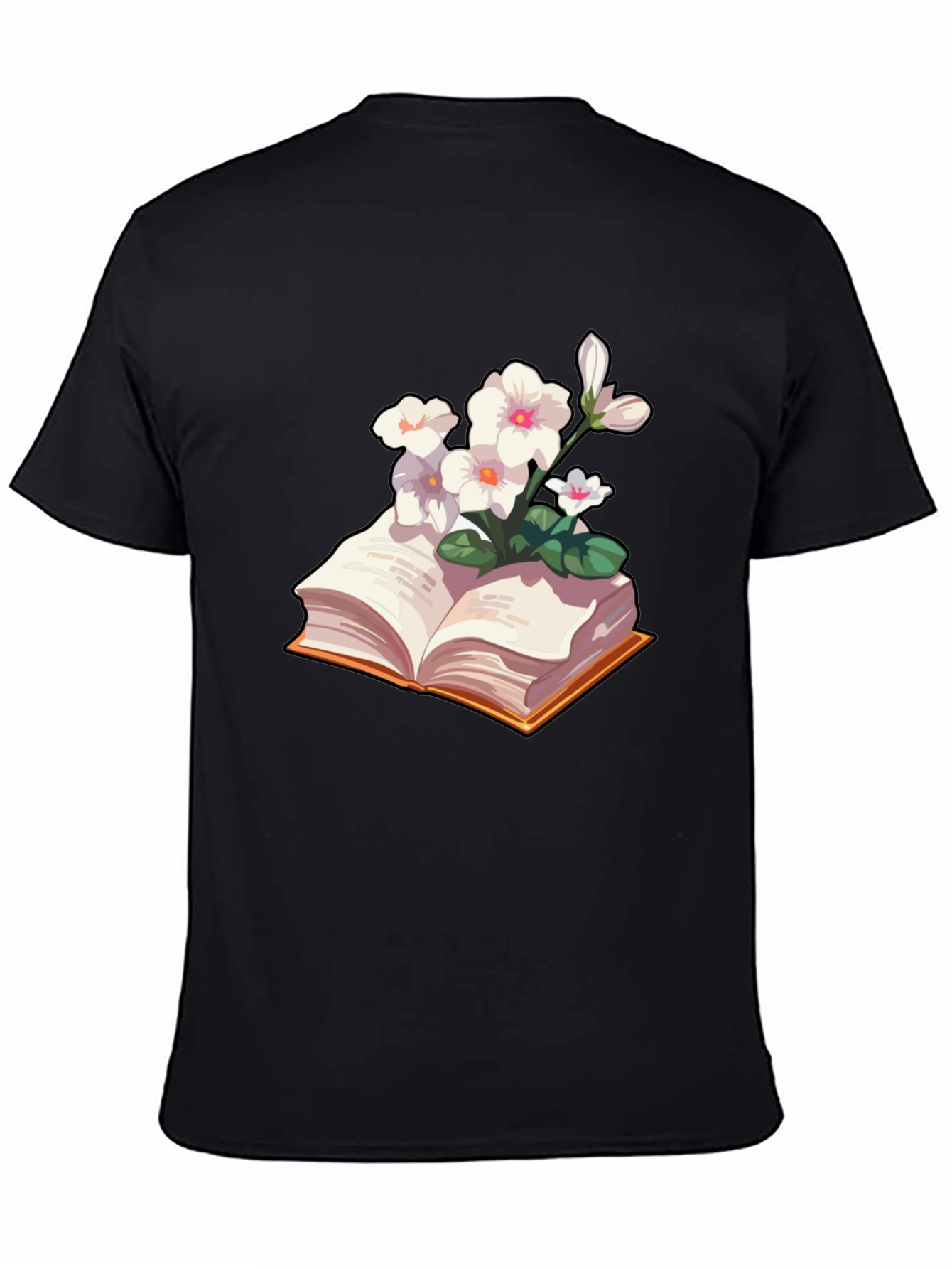 Floral Bookworm T-Shirt - Black Cotton Blend