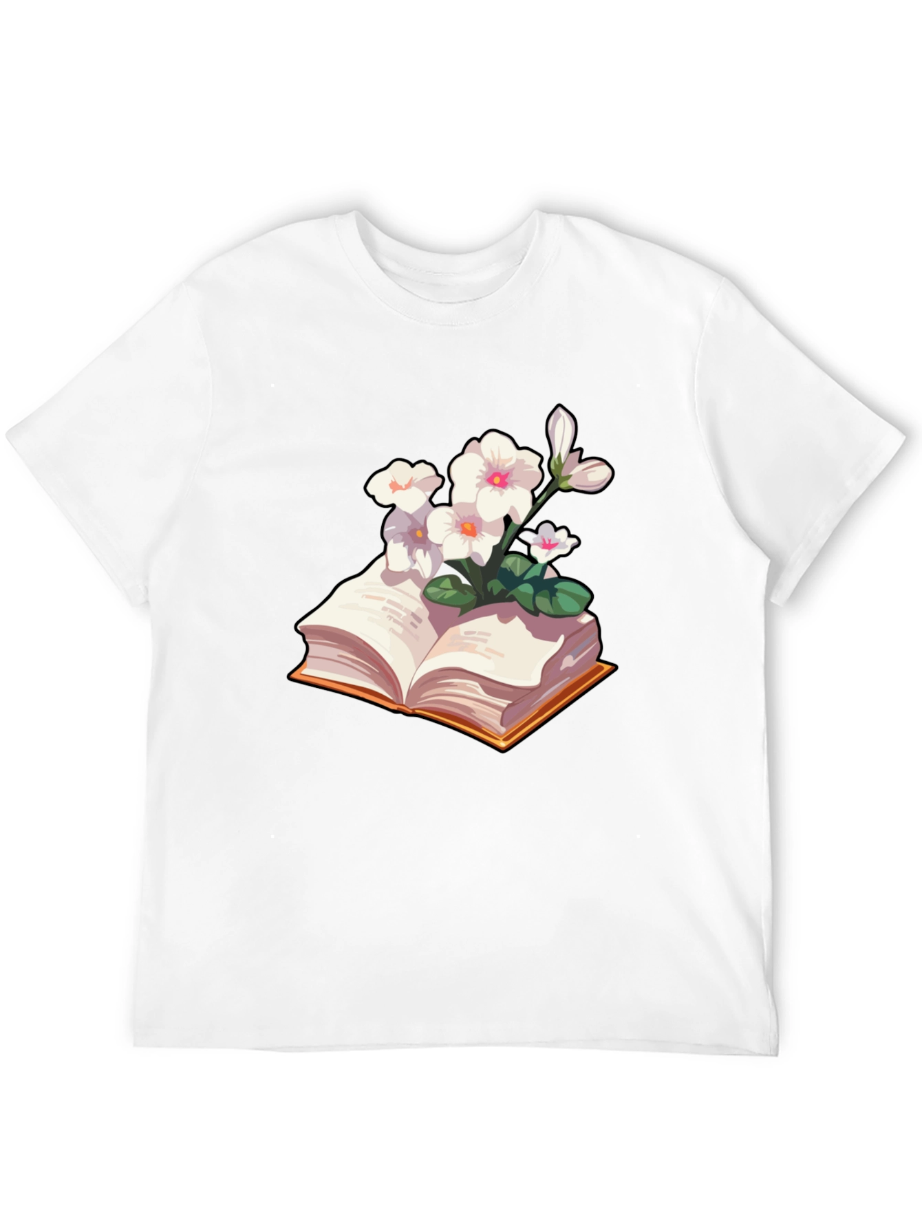 Floral Bookworm T-Shirt - Black Cotton Blend