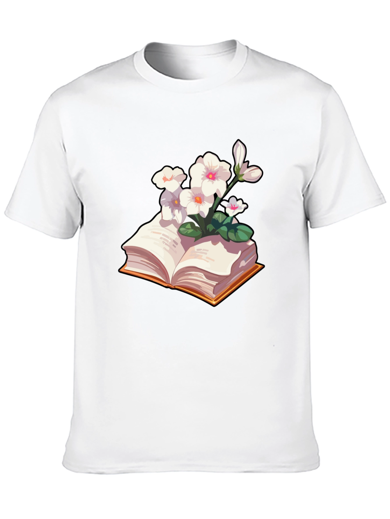Floral Bookworm T-Shirt - Black Cotton Blend