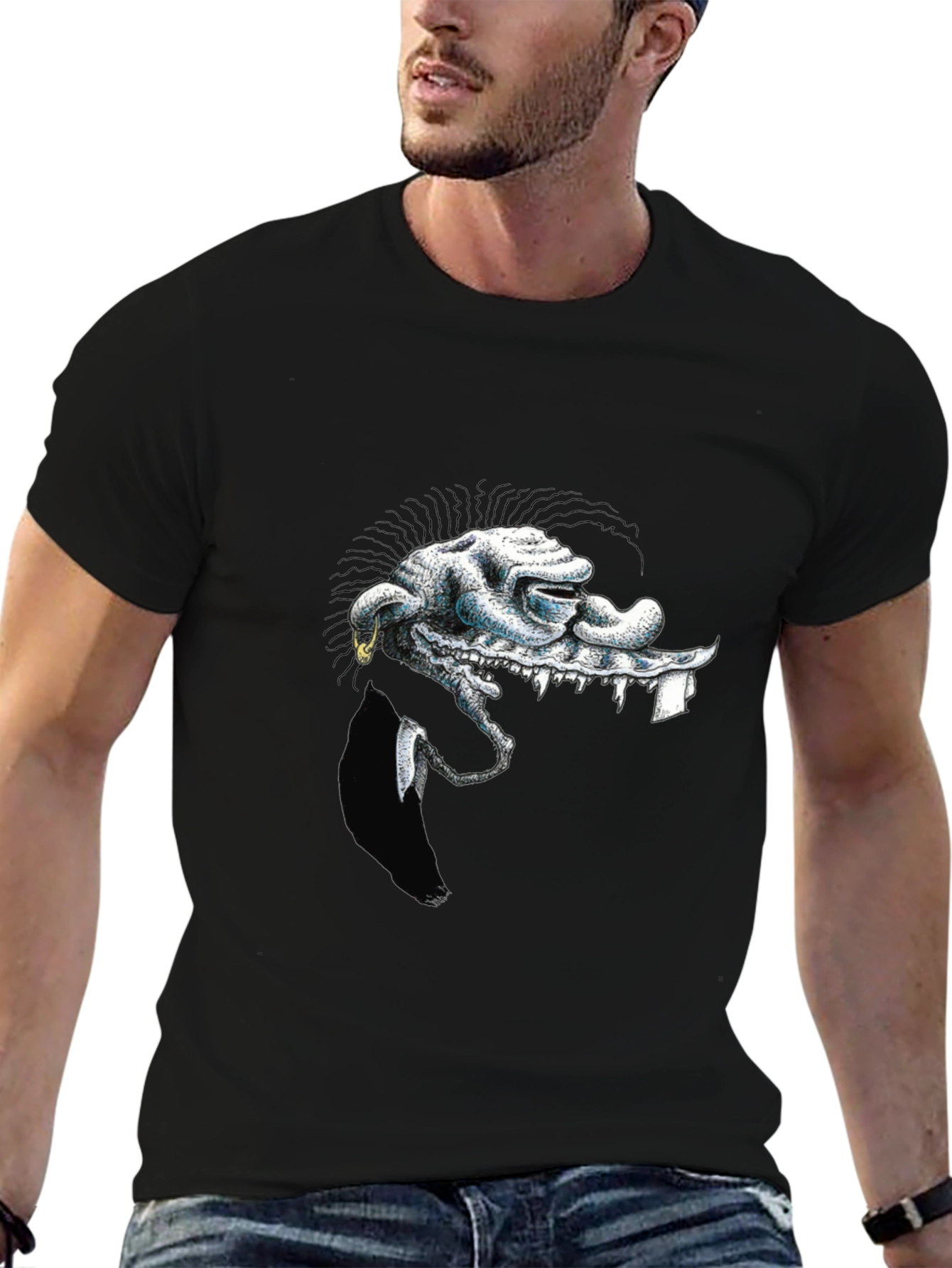 Unique Graphic Print Black T-Shirt