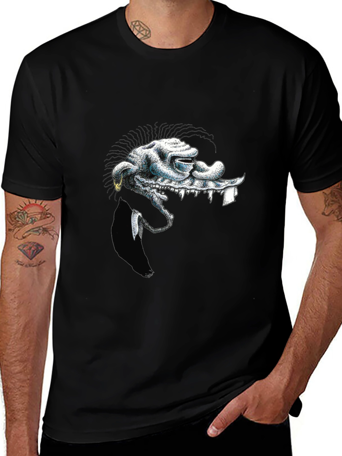 Unique Graphic Print Black T-Shirt