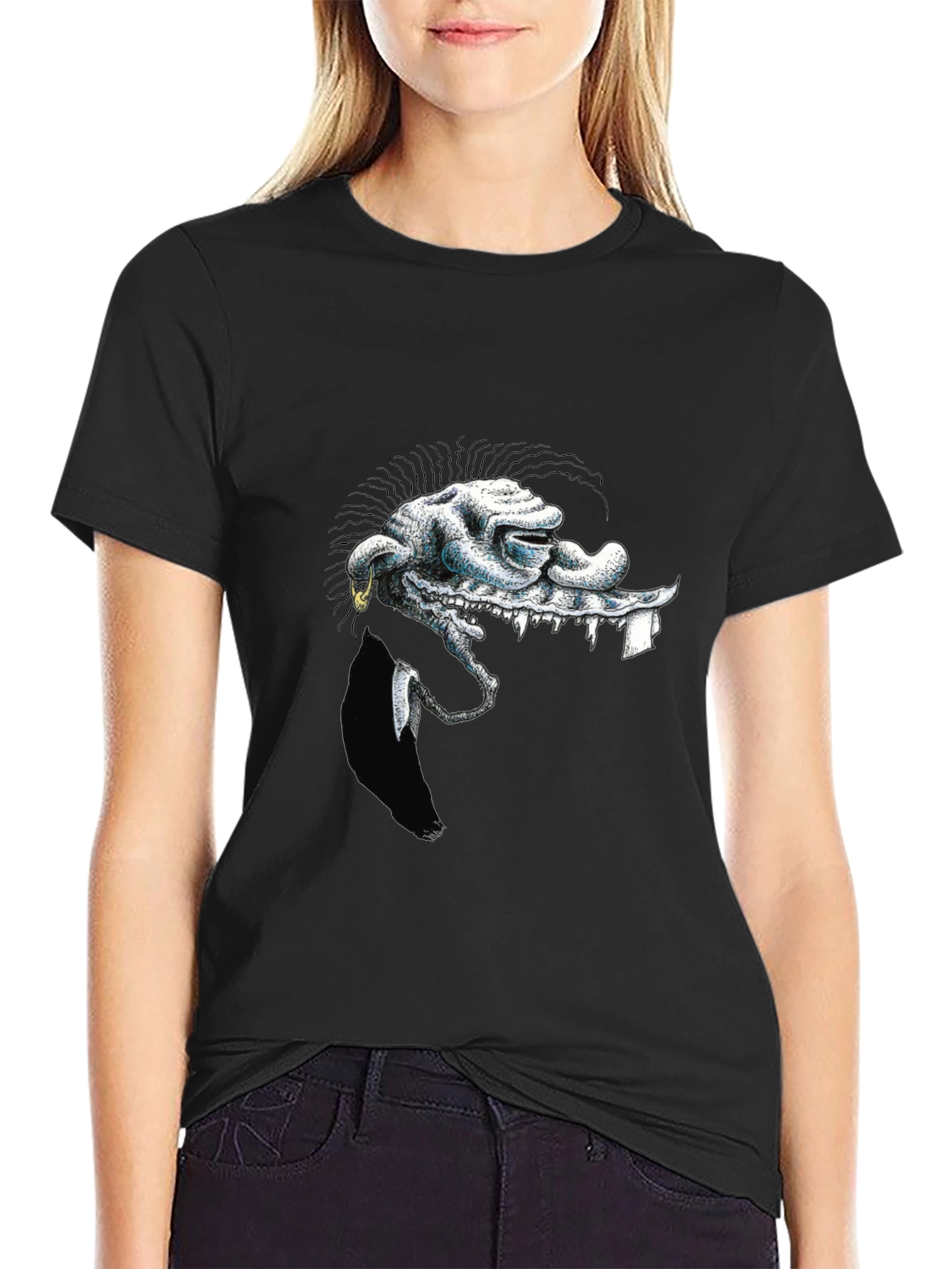Unique Graphic Print Black T-Shirt