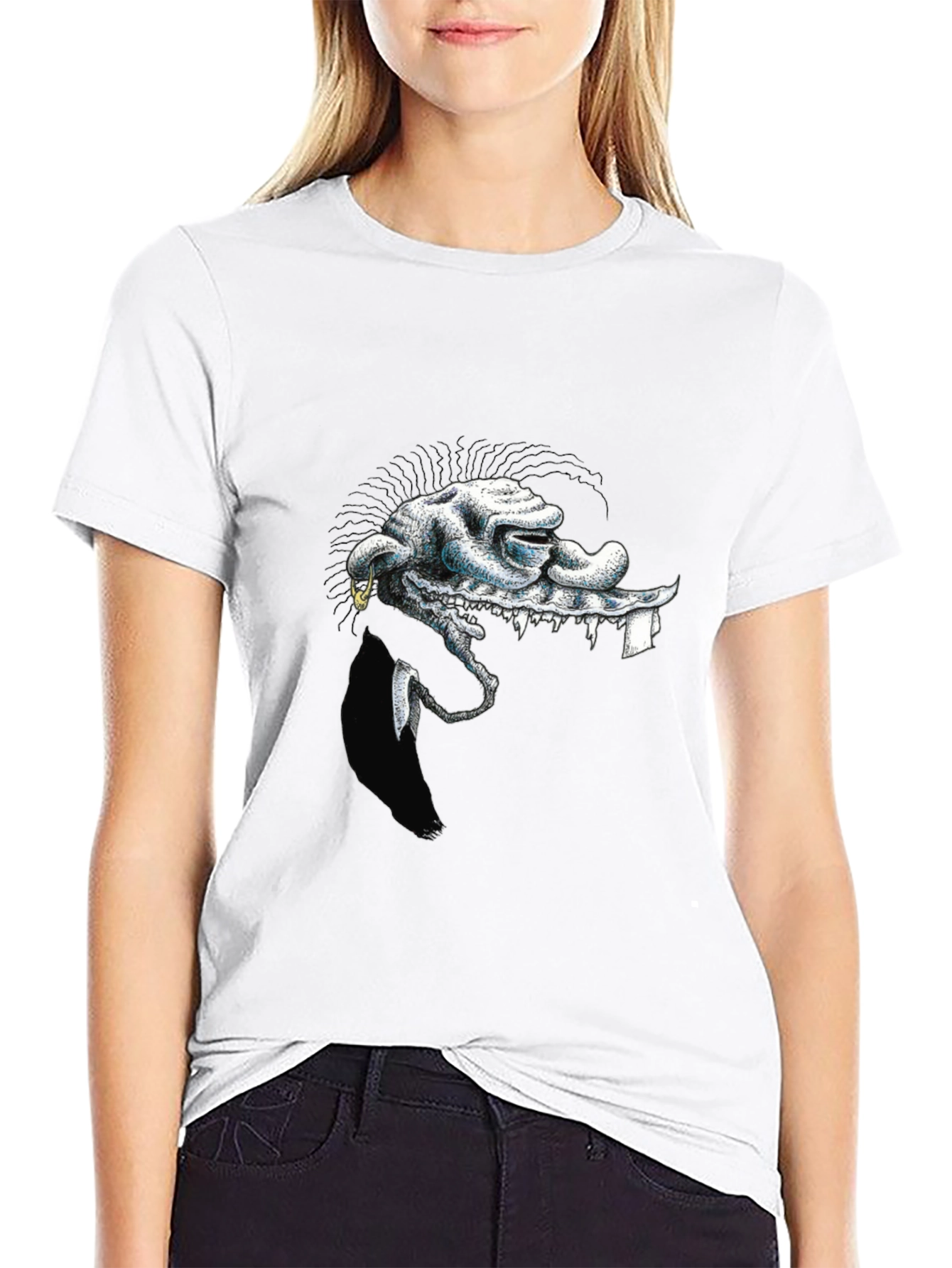 Unique Graphic Print Black T-Shirt
