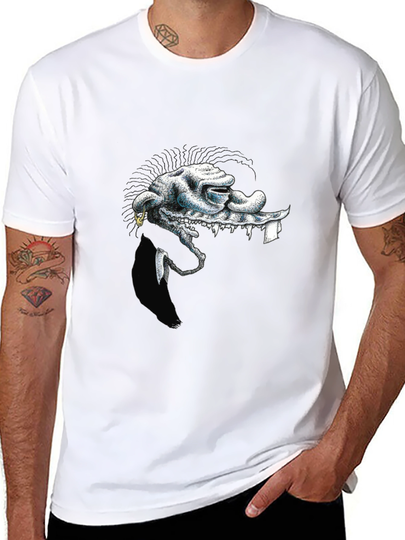 Unique Graphic Print Black T-Shirt