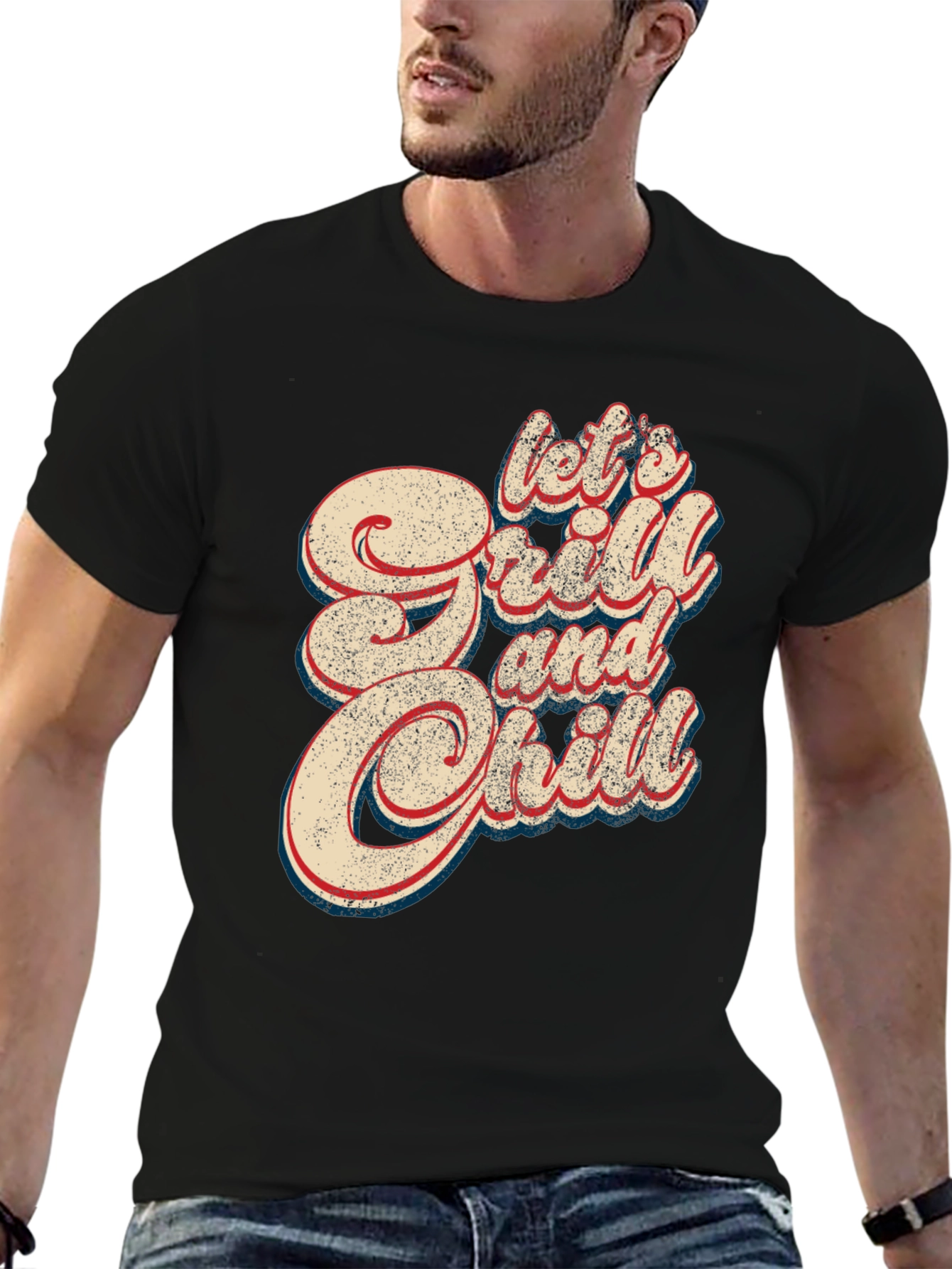 Lets Grill & Chill Retro Graphic T-Shirt