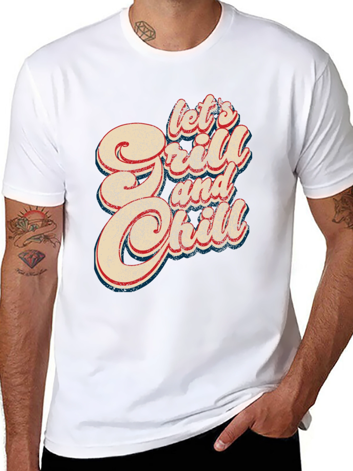 Lets Grill & Chill Retro Graphic T-Shirt