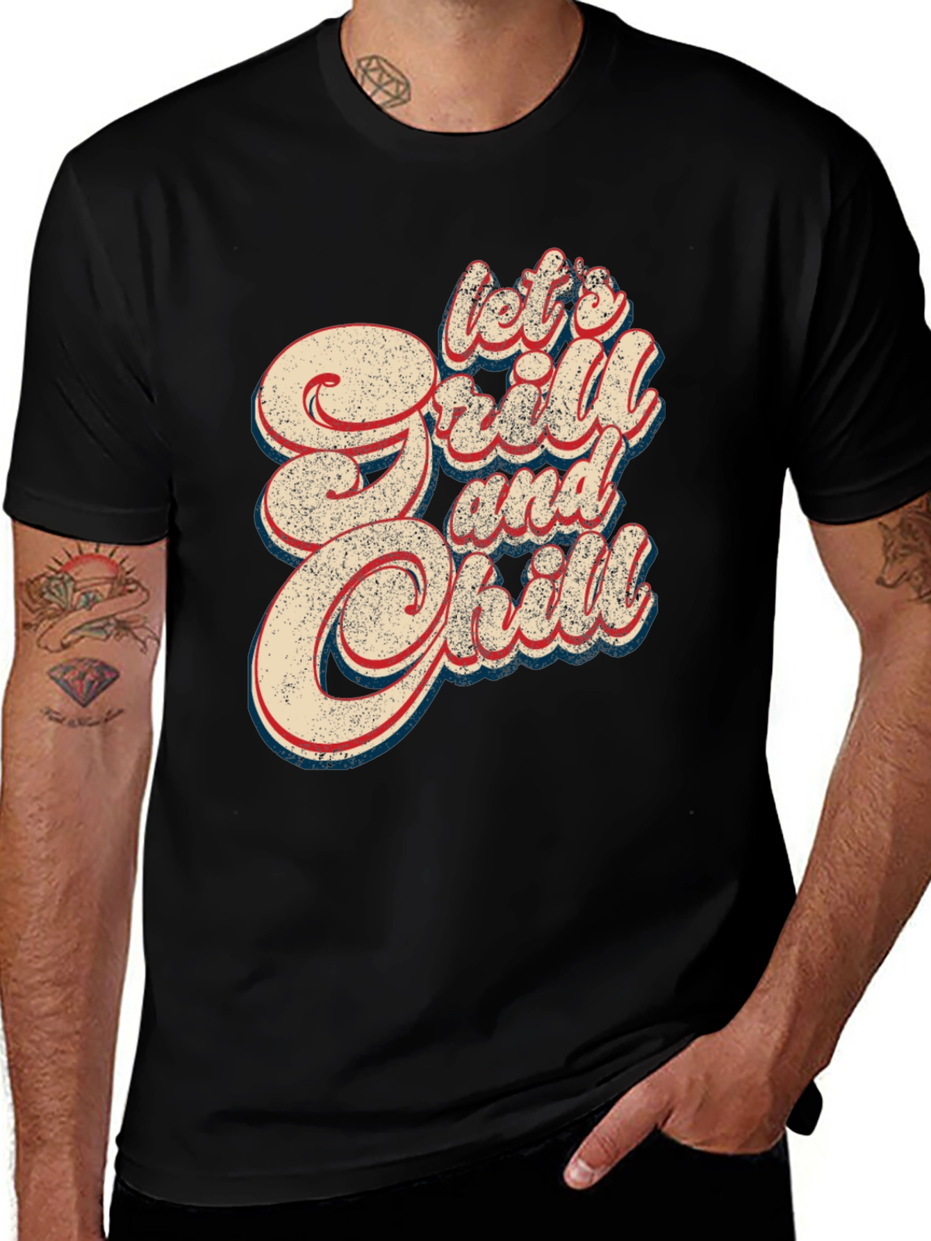 Lets Grill & Chill Retro Graphic T-Shirt