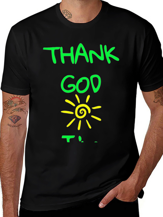 Thank God T-Shirt Religious Tee Cotton Blend Short Sleeve