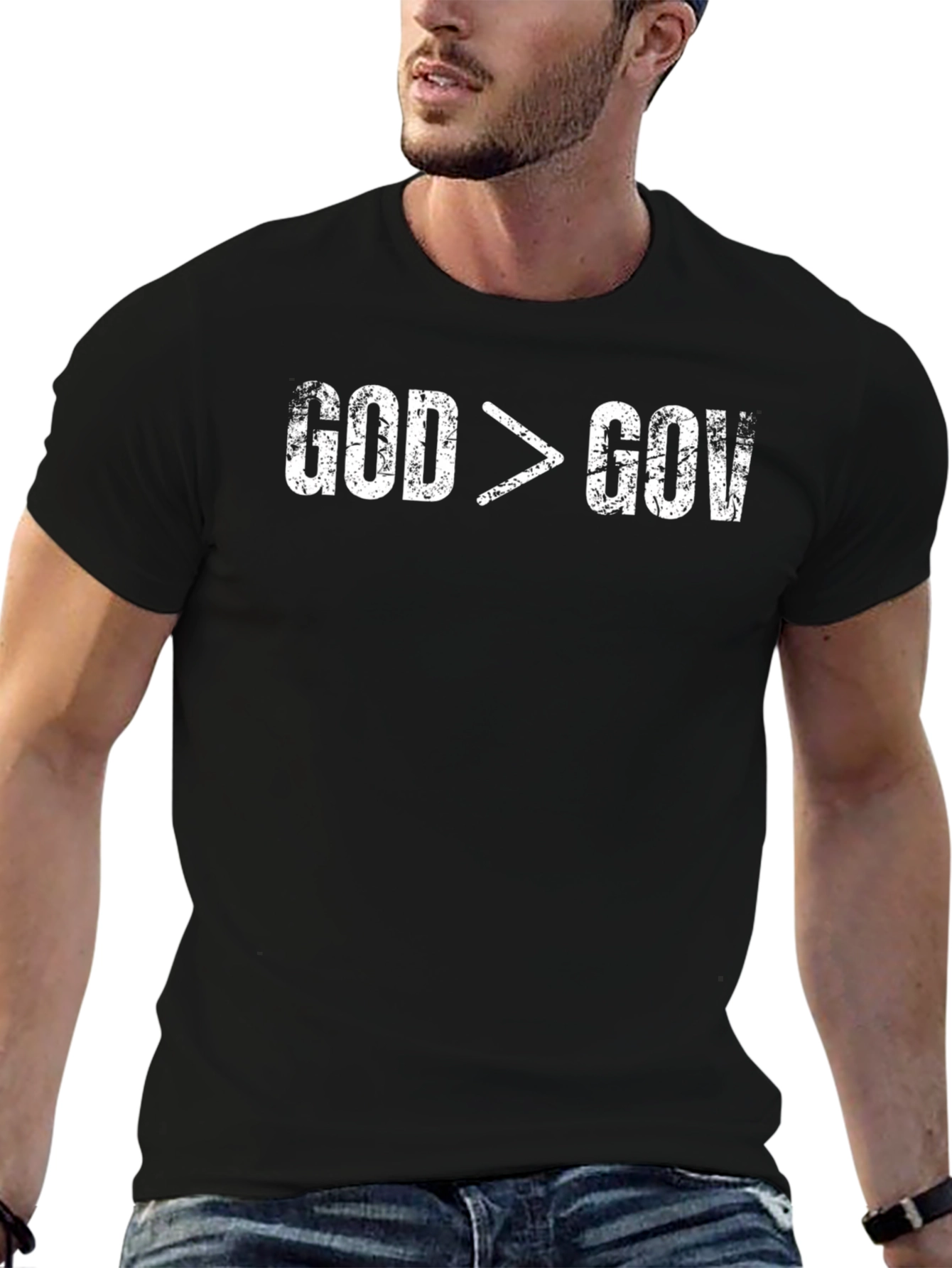 God is Greater Than Government Black T-Shirt