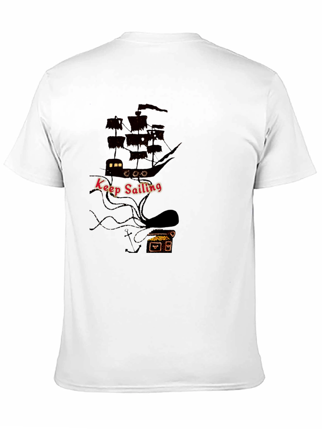 Keep Sailing Mens Black Graphic T-Shirt