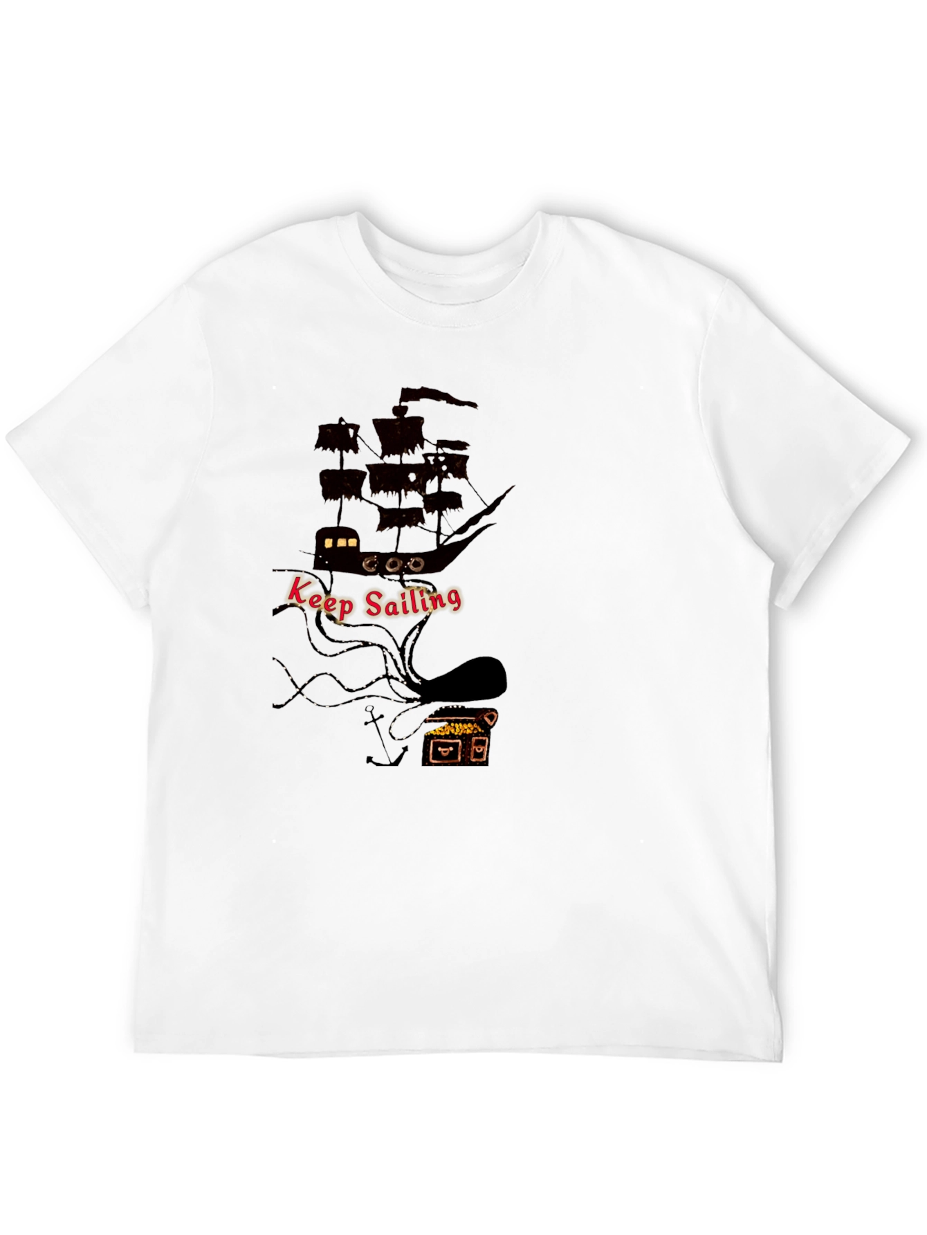 Keep Sailing Mens Black Graphic T-Shirt